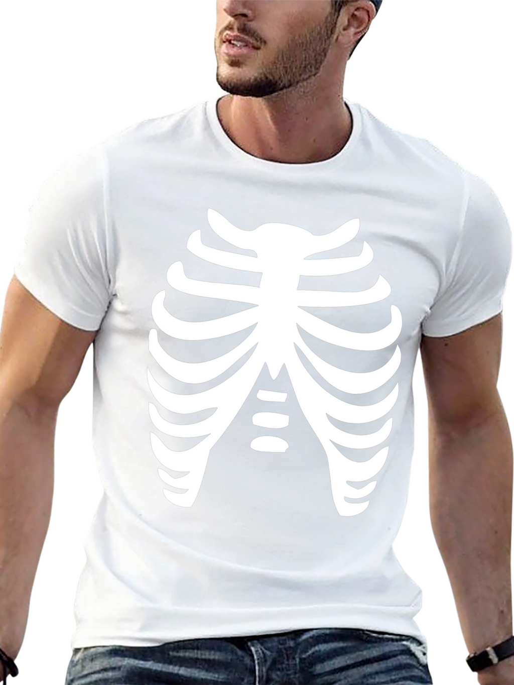 Skeleton Rib Cage Black T-Shirt Costume