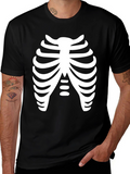Skeleton Rib Cage Black T-Shirt Costume