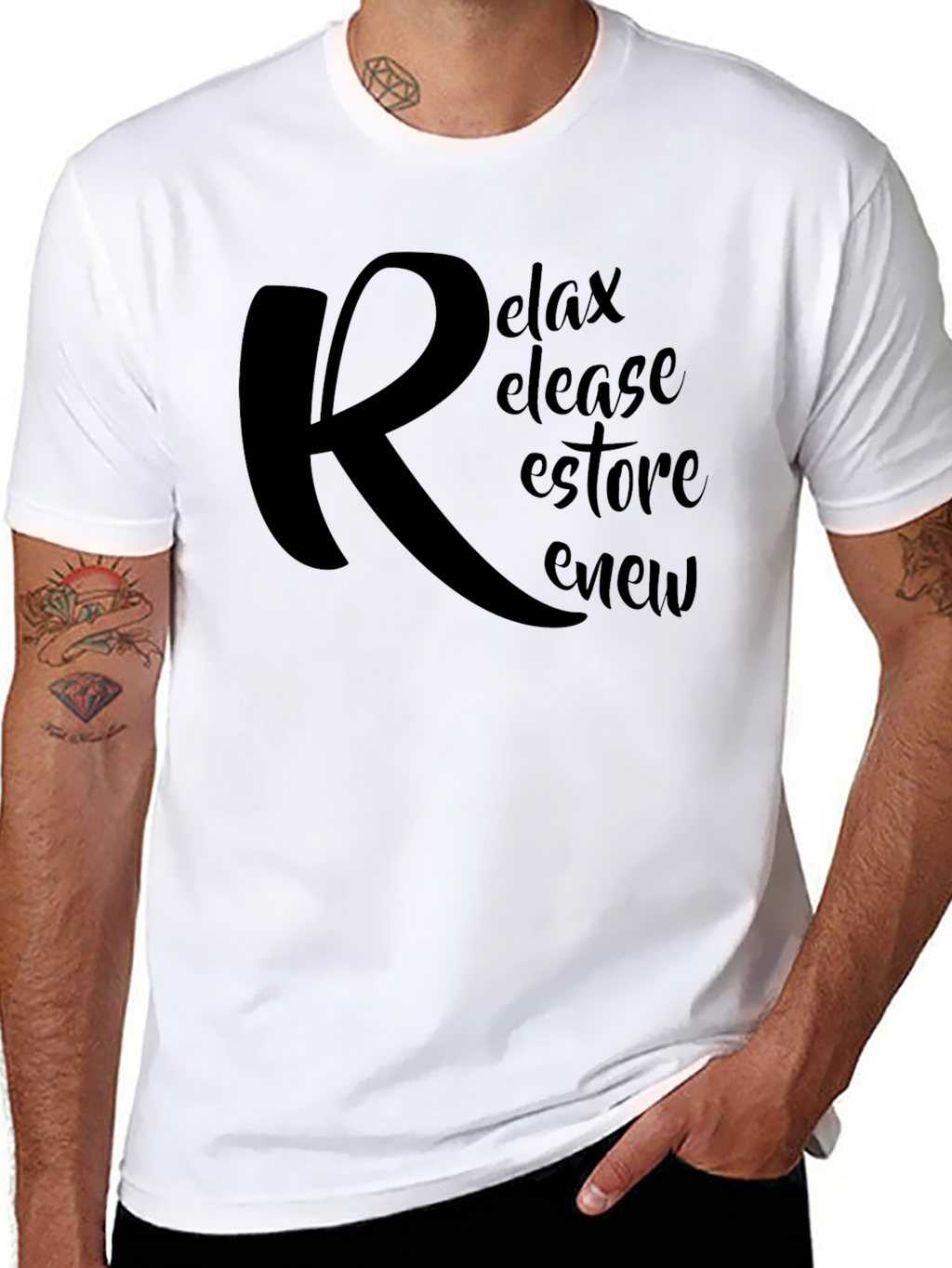 Relax Release Restore Renew Black T-Shirt