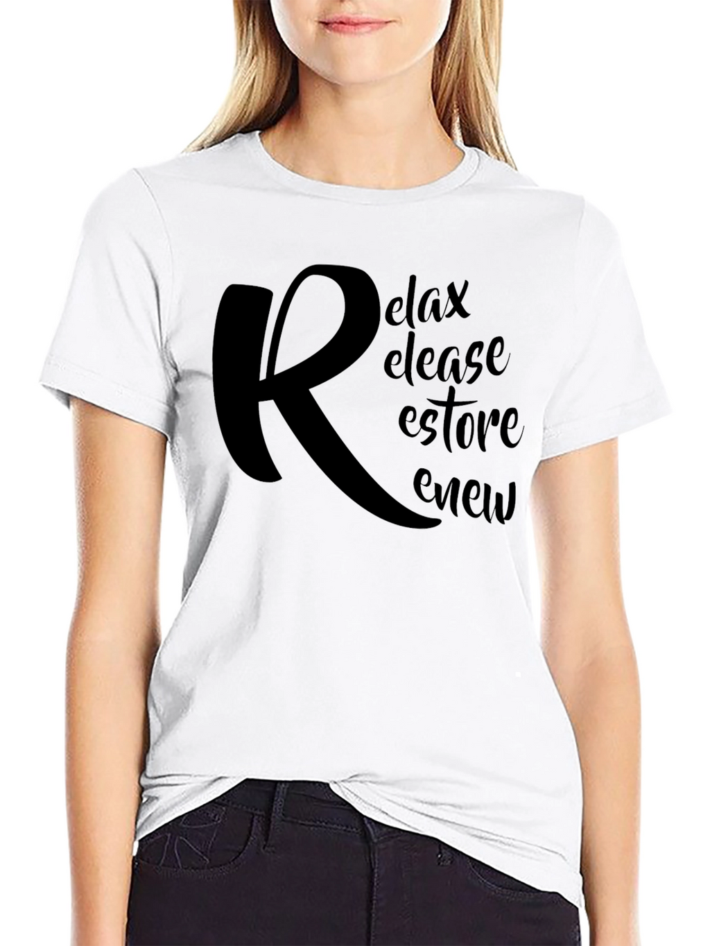Relax Release Restore Renew Black T-Shirt