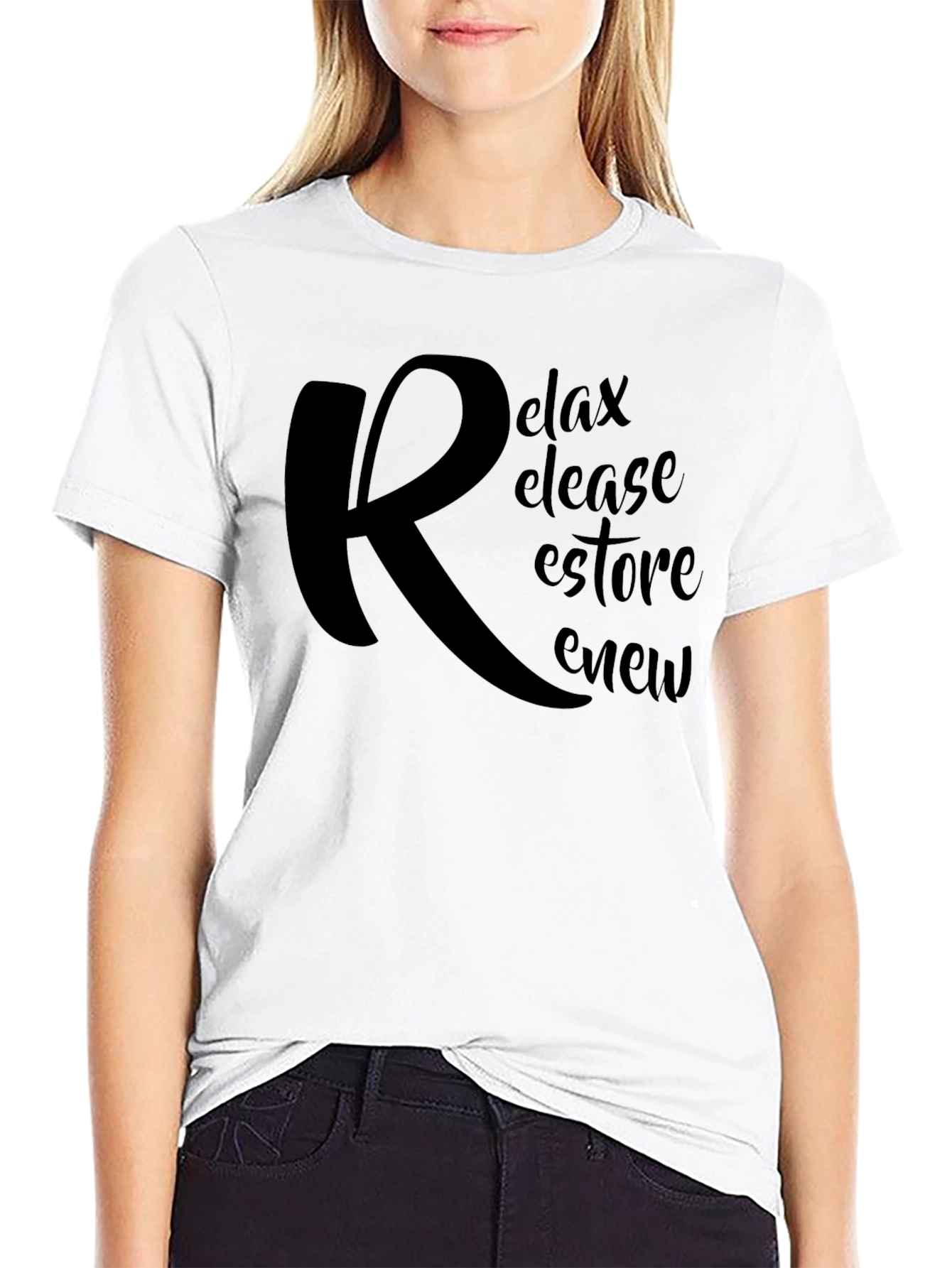 Relax Release Restore Renew Black T-Shirt