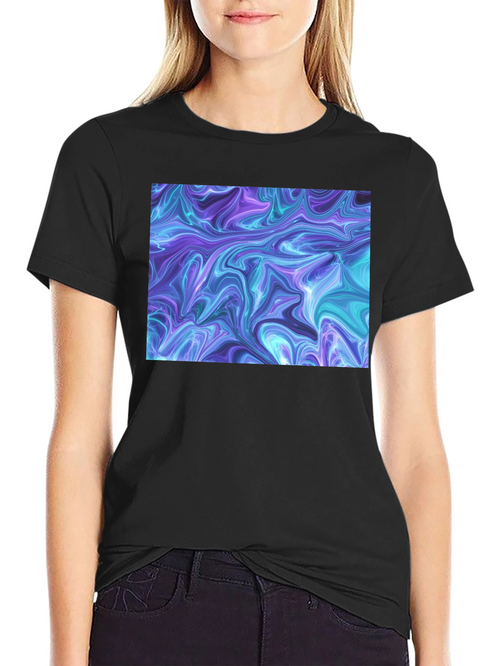 Abstract Swirl Graphic Black T-Shirt