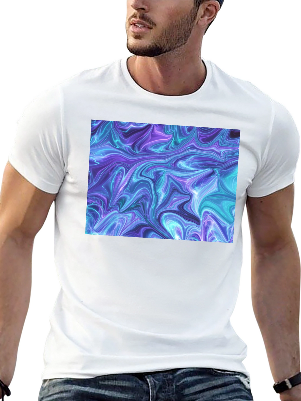 Abstract Swirl Graphic Black T-Shirt