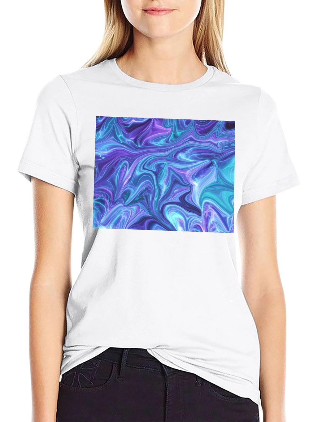 Abstract Swirl Graphic Black T-Shirt