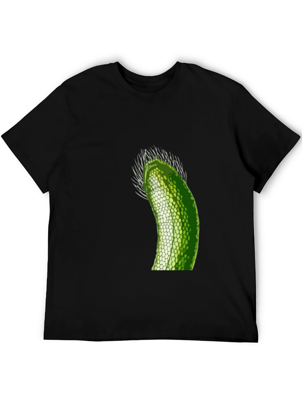 Unique Green Pickle Design Black T-Shirt