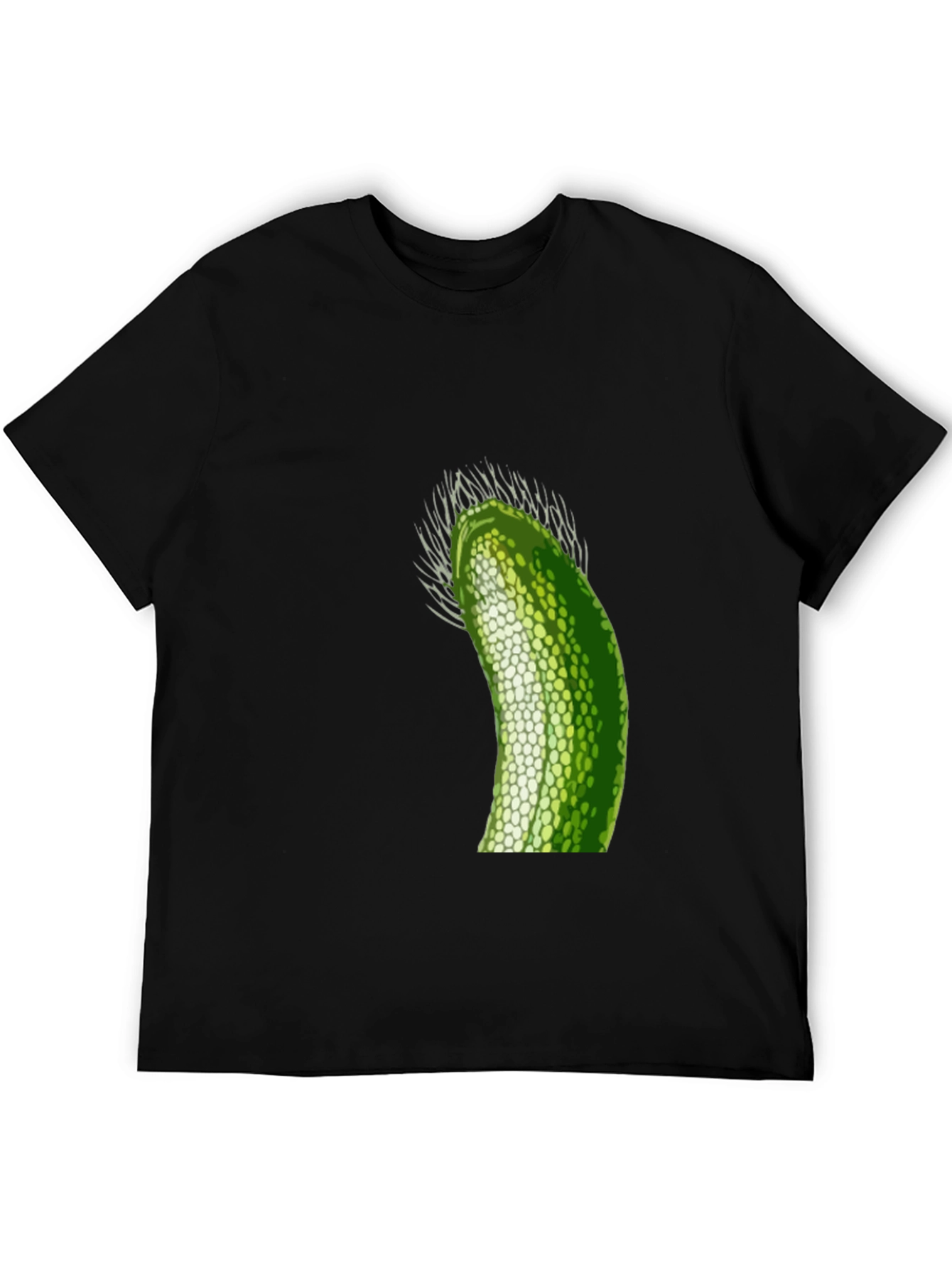 Unique Green Pickle Design Black T-Shirt