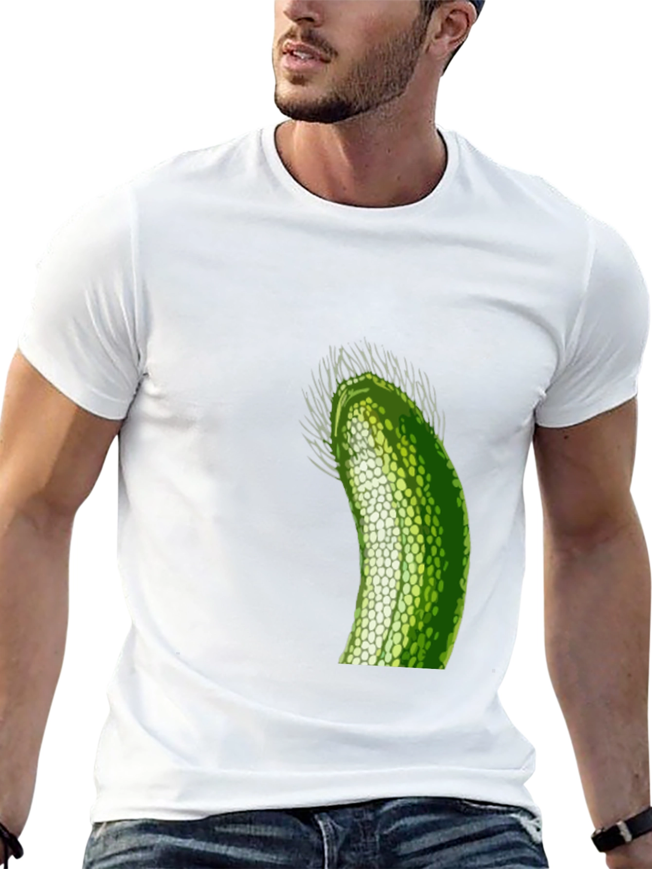Unique Green Pickle Design Black T-Shirt