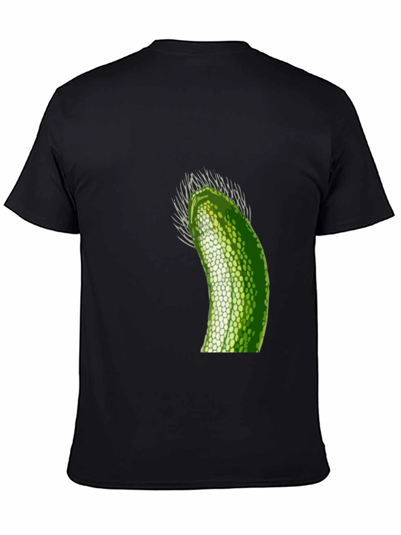 Unique Green Pickle Design Black T-Shirt