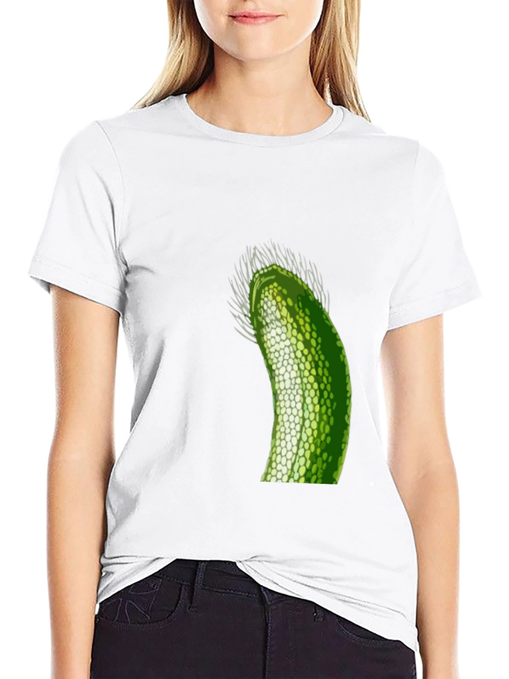 Unique Green Pickle Design Black T-Shirt