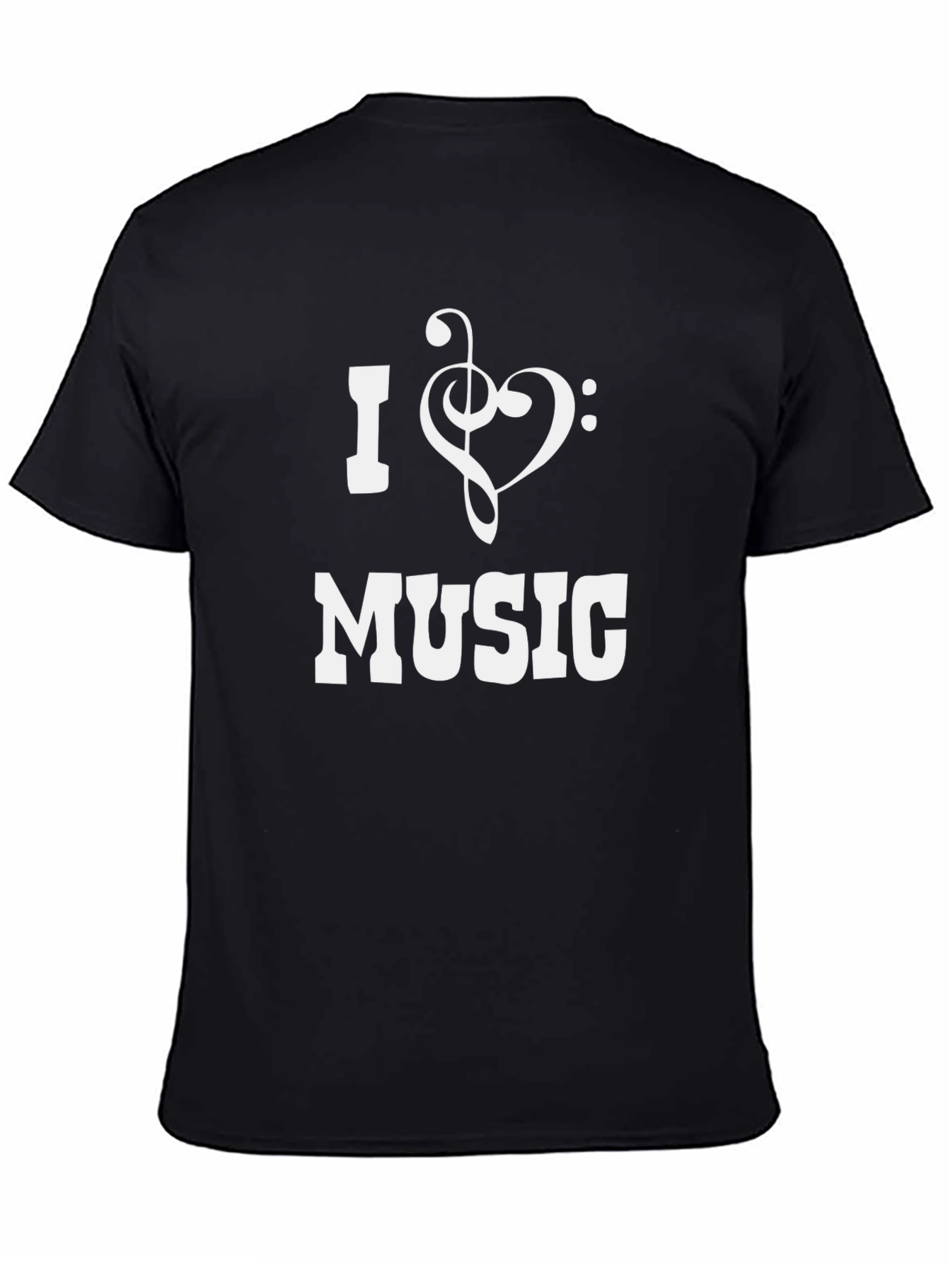 I Love Music T-Shirt - Stylish Treble Clef Heart Design