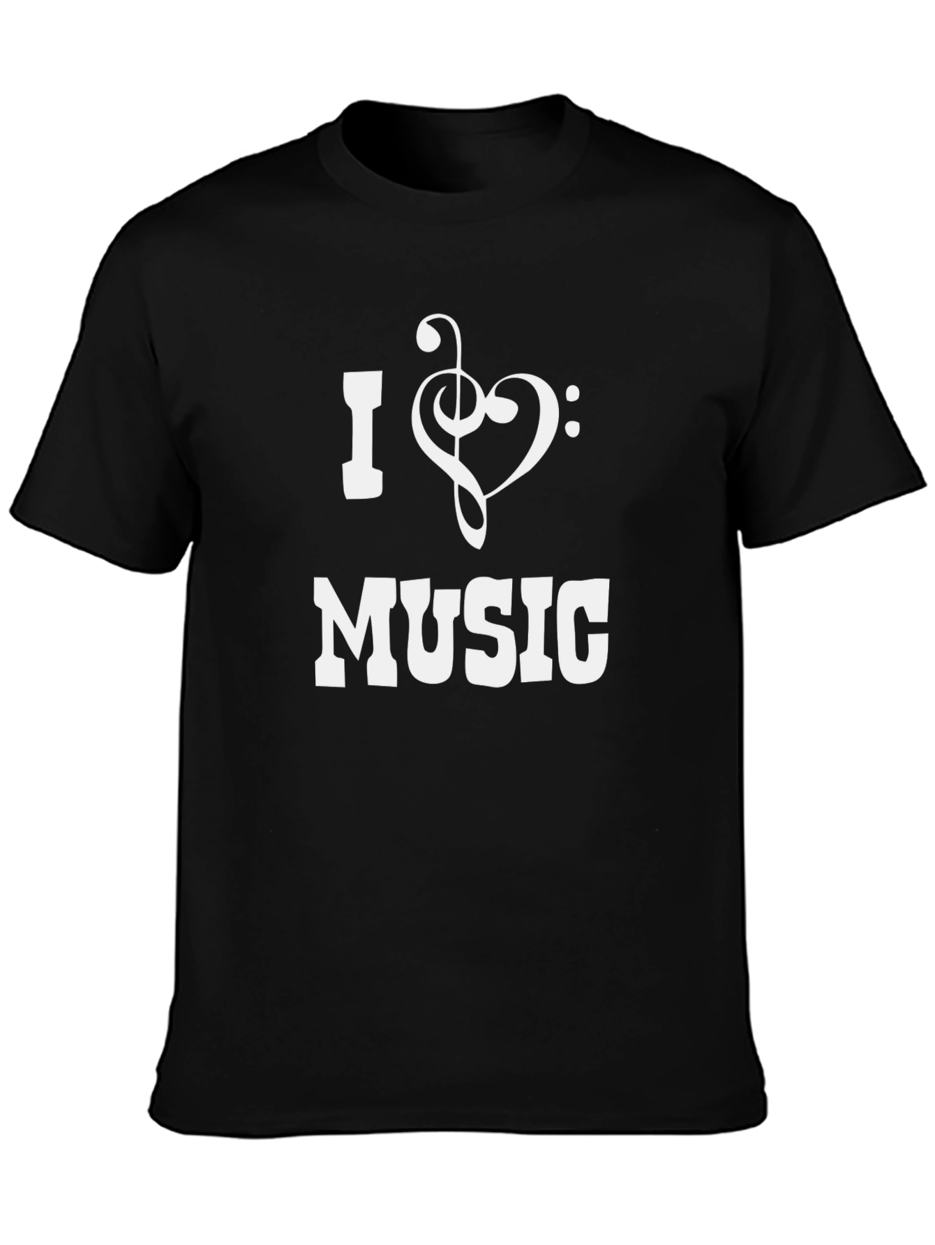 I Love Music T-Shirt - Stylish Treble Clef Heart Design