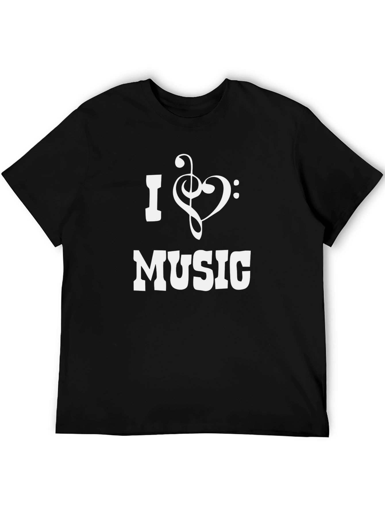 I Love Music T-Shirt - Stylish Treble Clef Heart Design