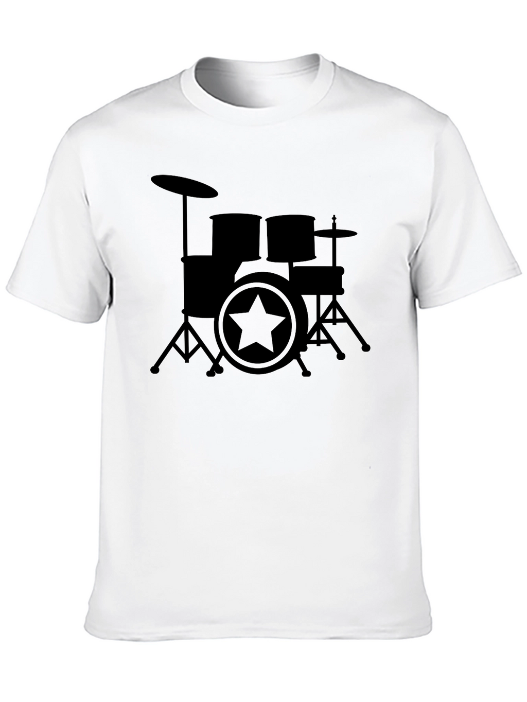 Drum Set Star Graphic Black T-Shirt