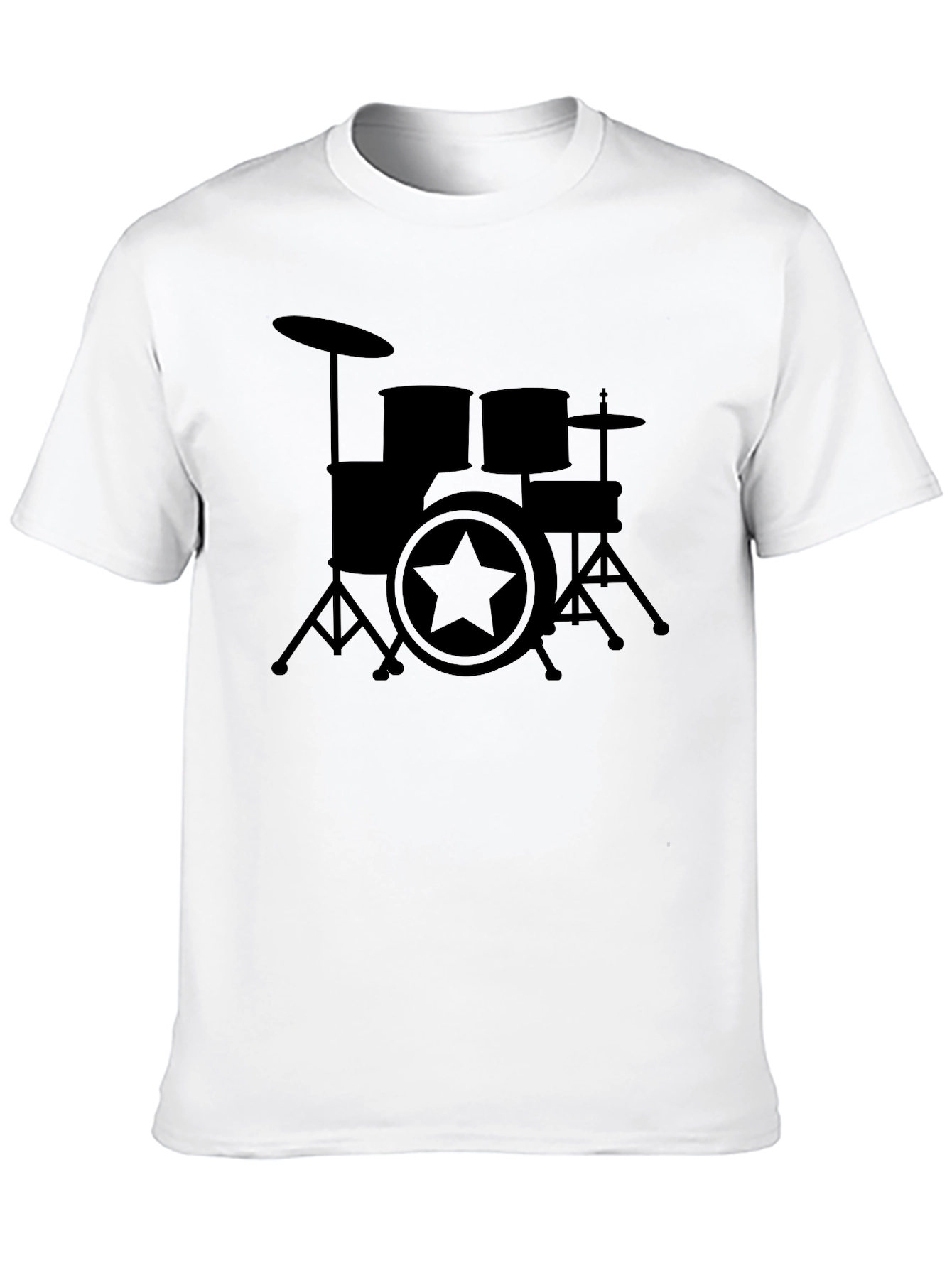 Drum Set Star Graphic Black T-Shirt