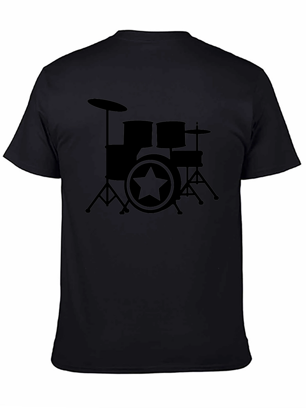 Drum Set Star Graphic Black T-Shirt
