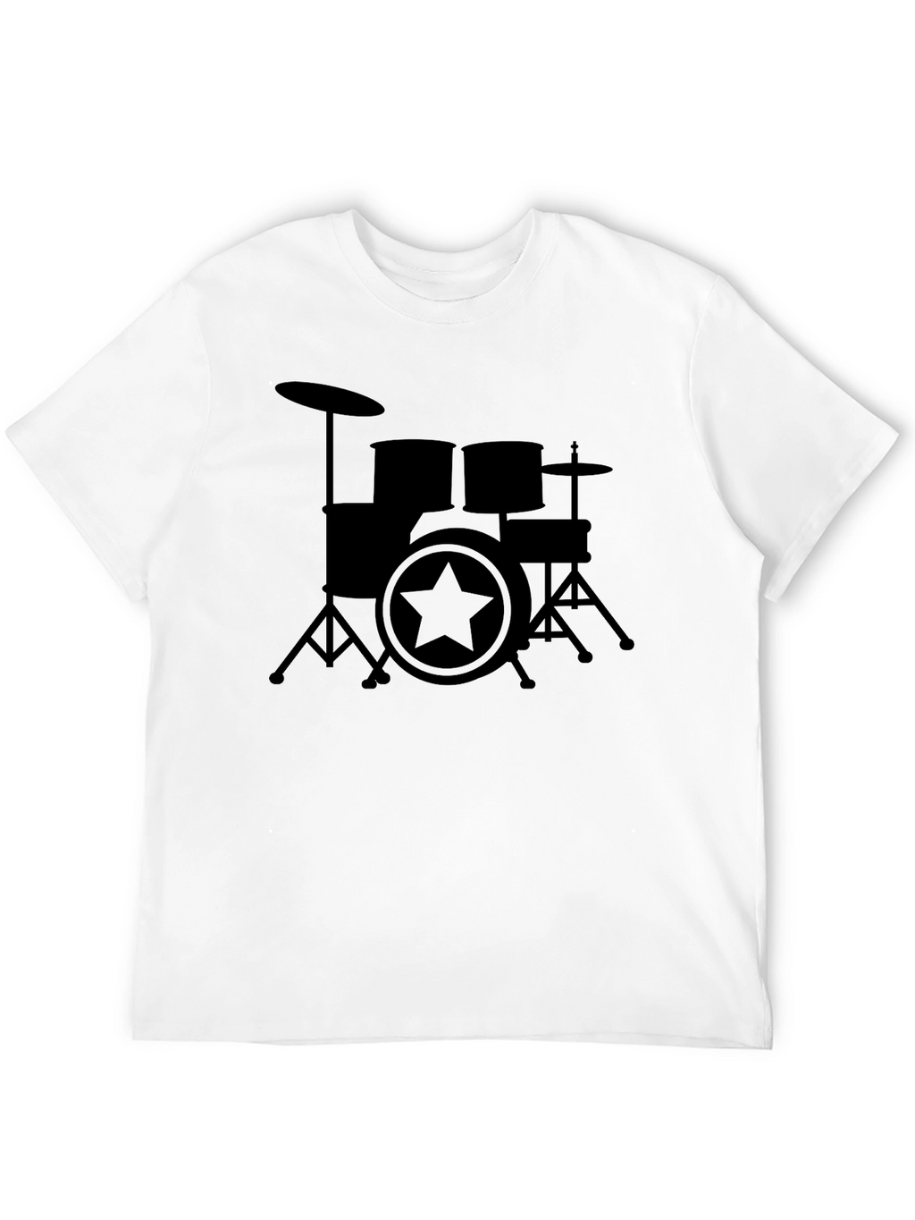 Drum Set Star Graphic Black T-Shirt