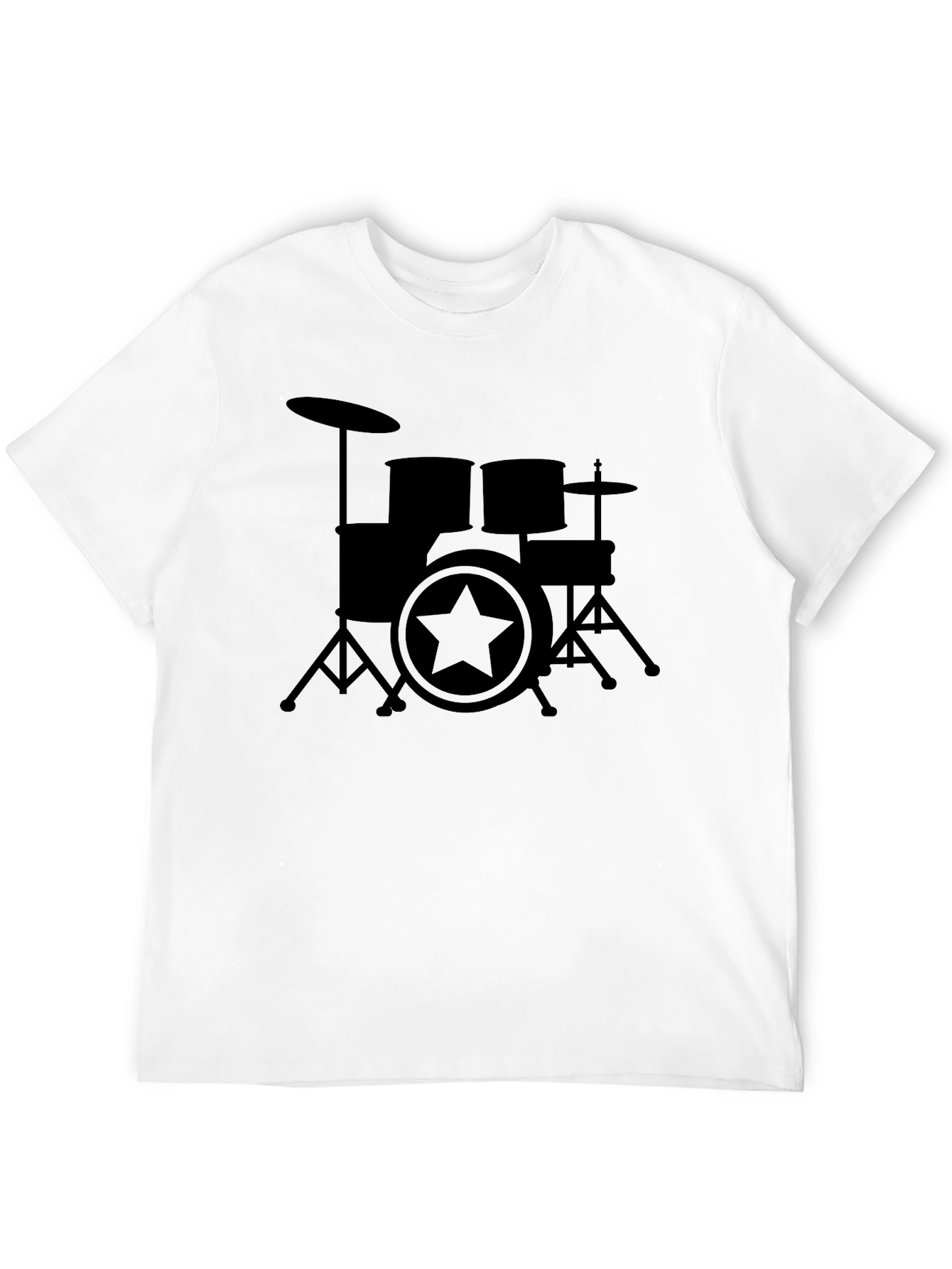 Drum Set Star Graphic Black T-Shirt