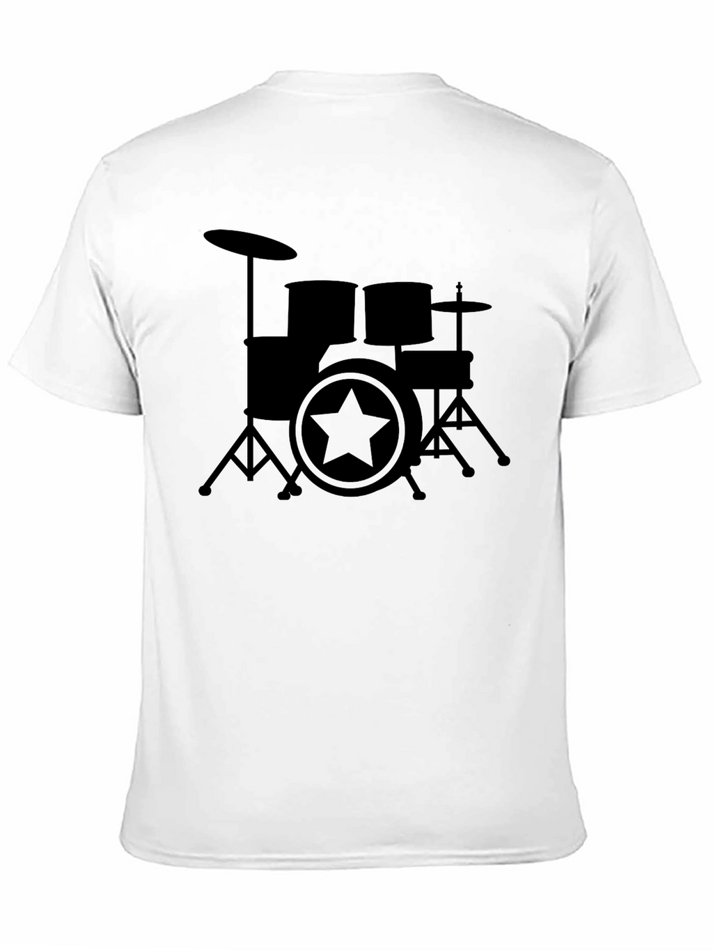Drum Set Star Graphic Black T-Shirt