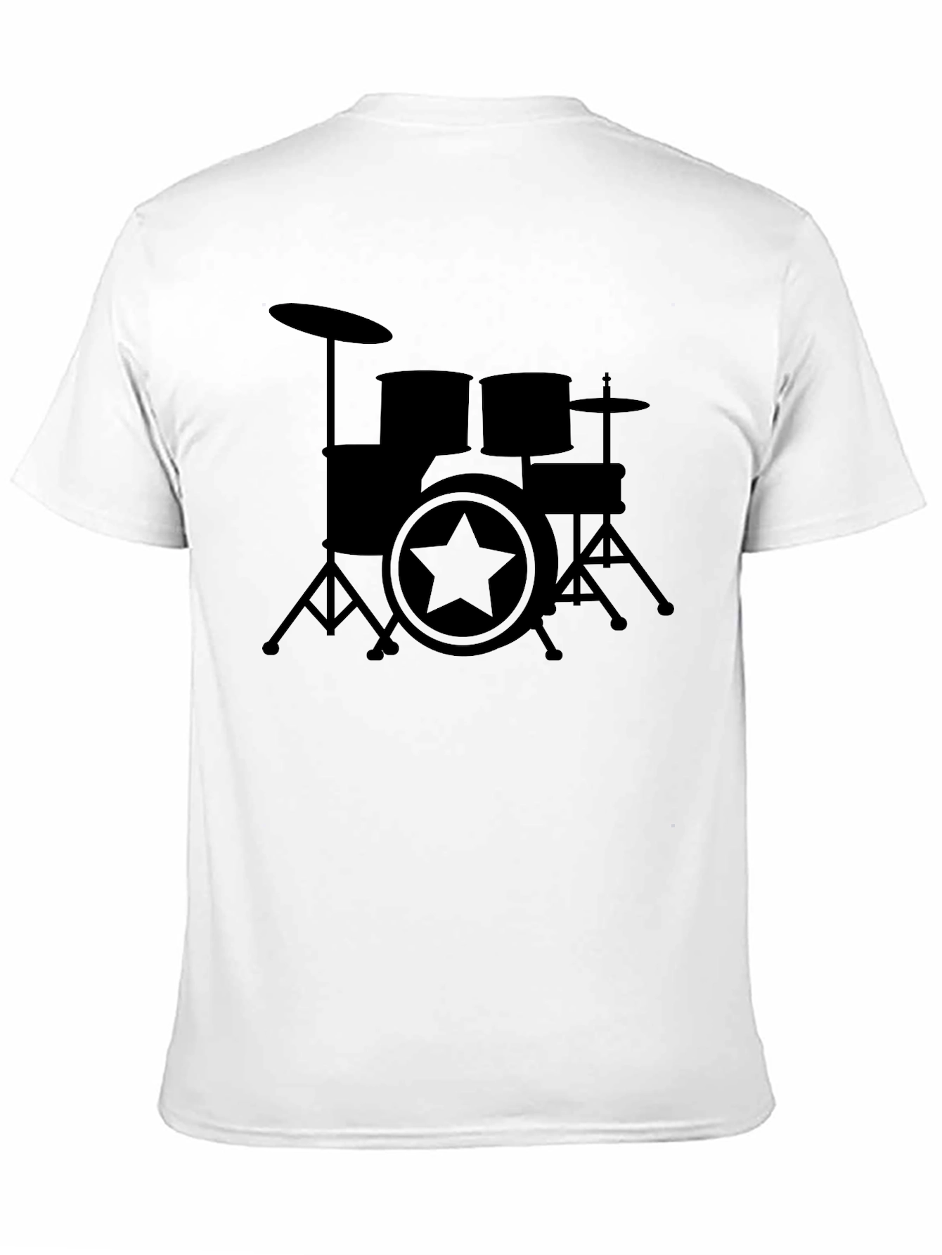 Drum Set Star Graphic Black T-Shirt