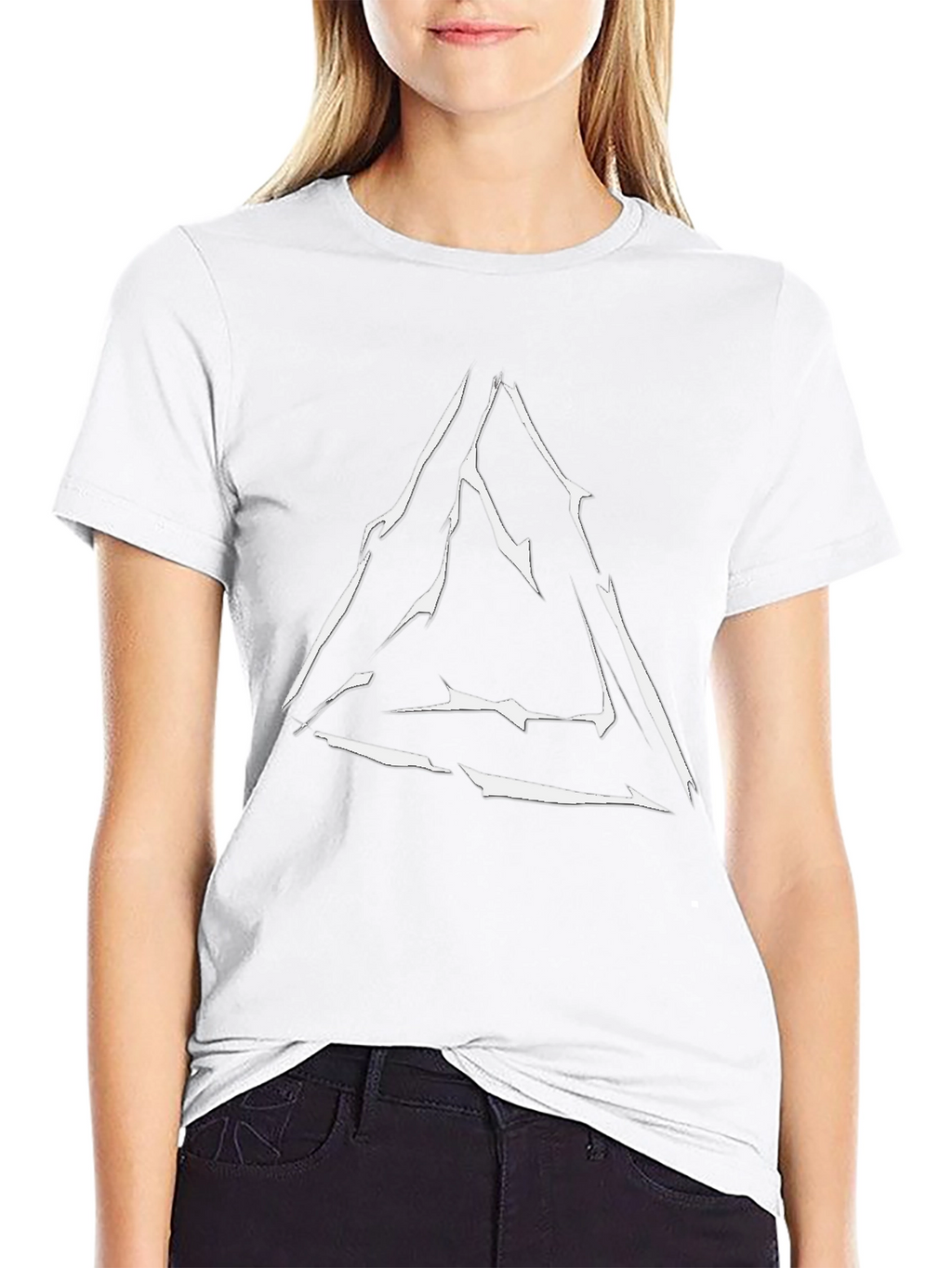 Geometric Triangle Graphic Print Black T-Shirt