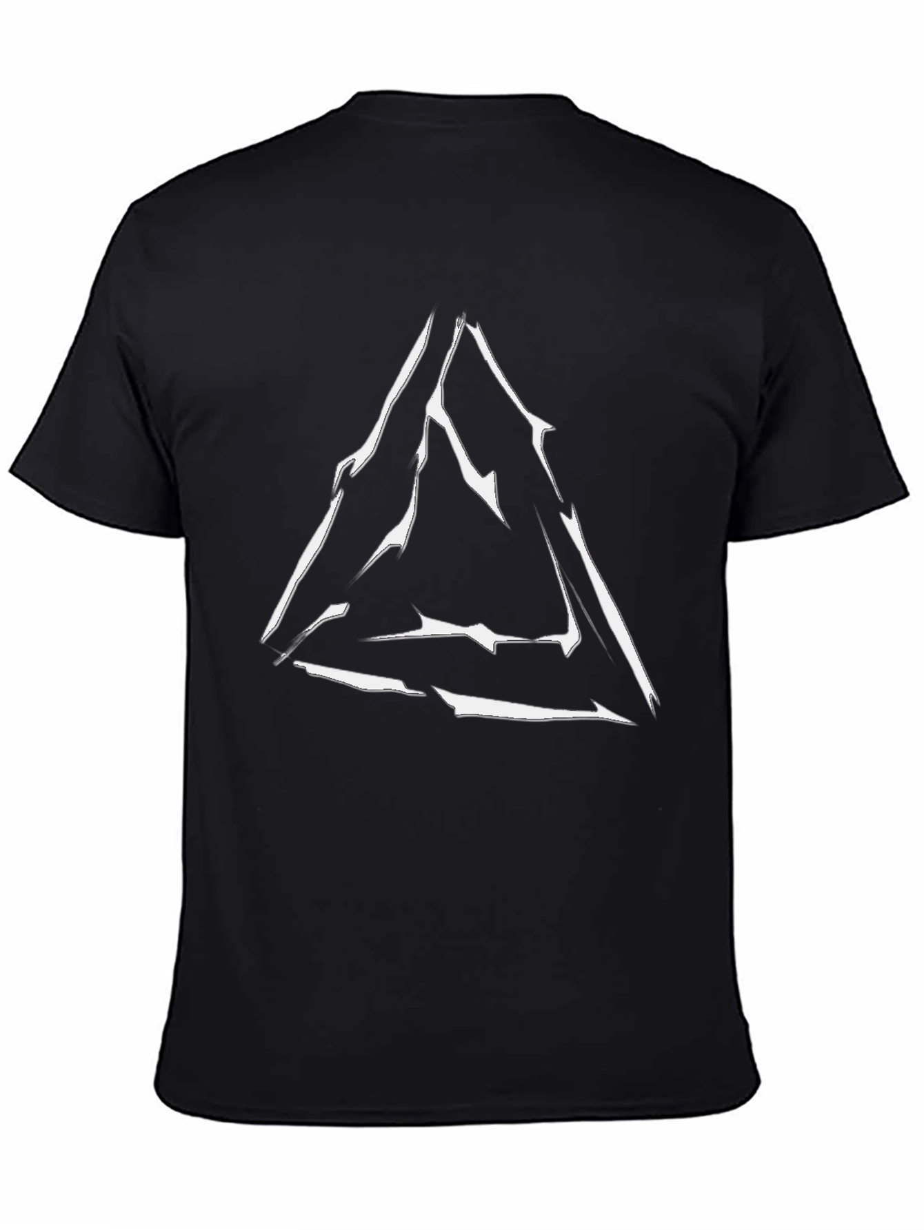 Geometric Triangle Graphic Print Black T-Shirt