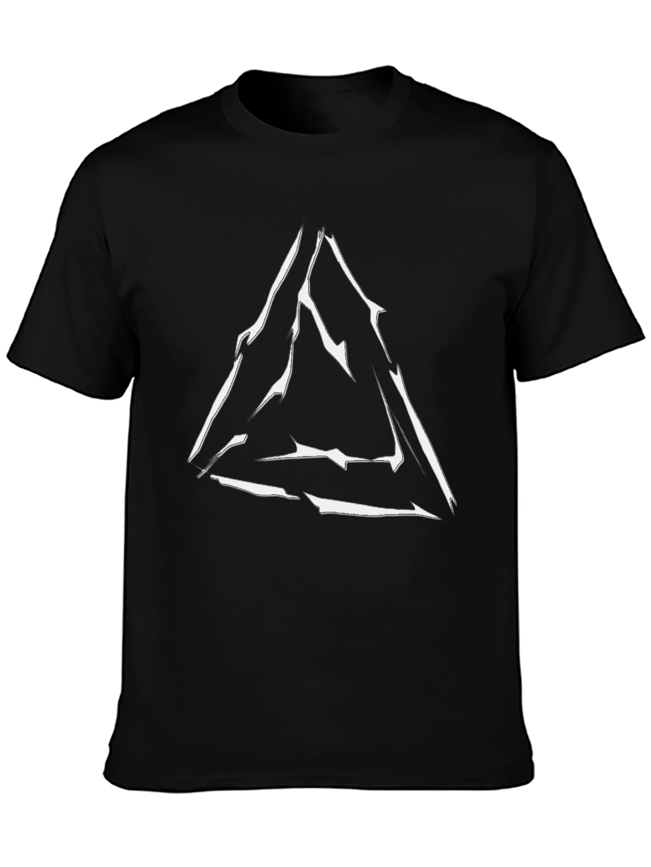 Geometric Triangle Graphic Print Black T-Shirt