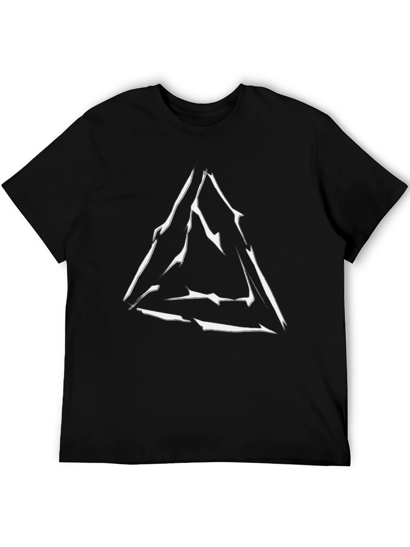 Geometric Triangle Graphic Print Black T-Shirt