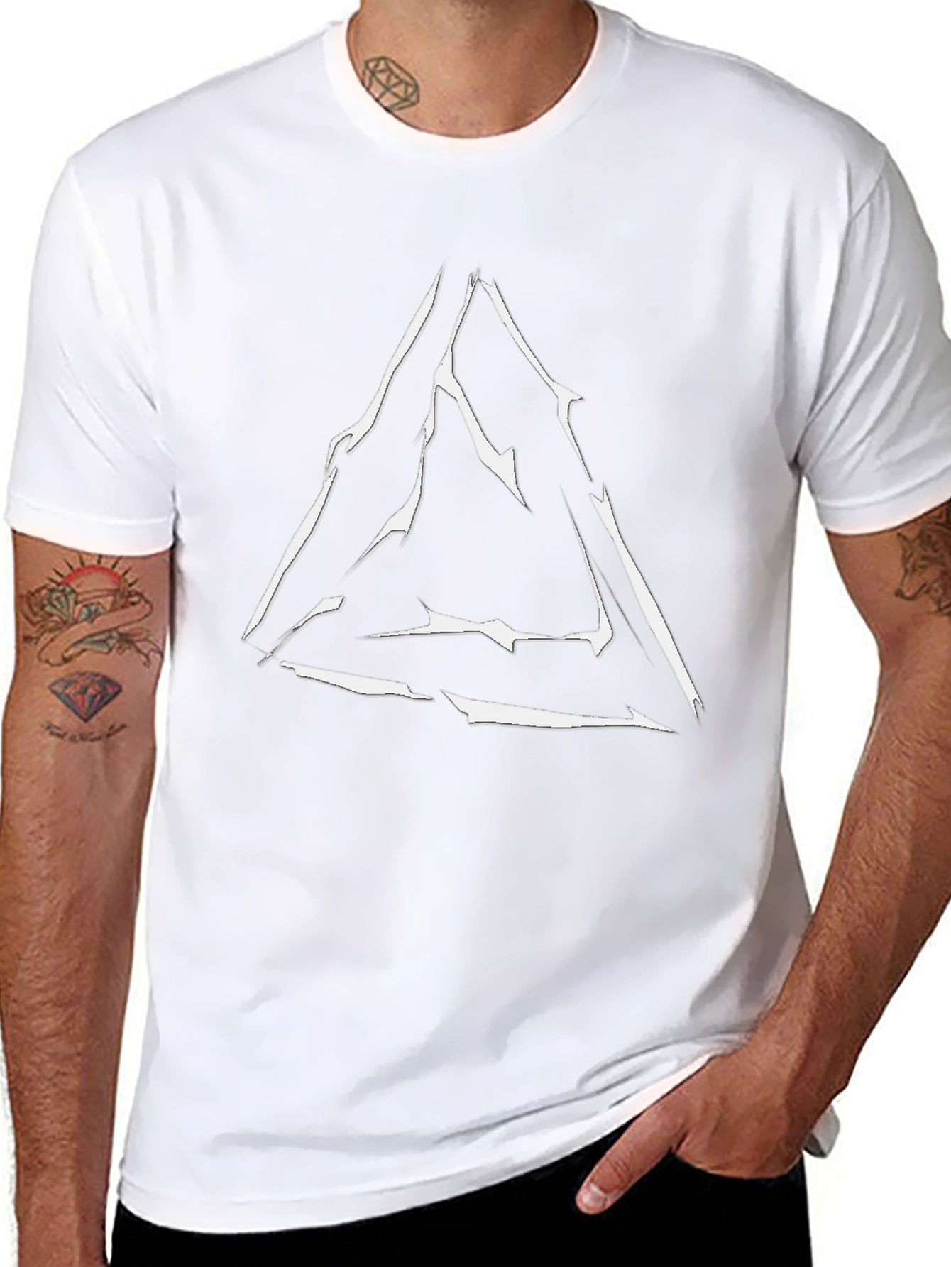 Geometric Triangle Graphic Print Black T-Shirt