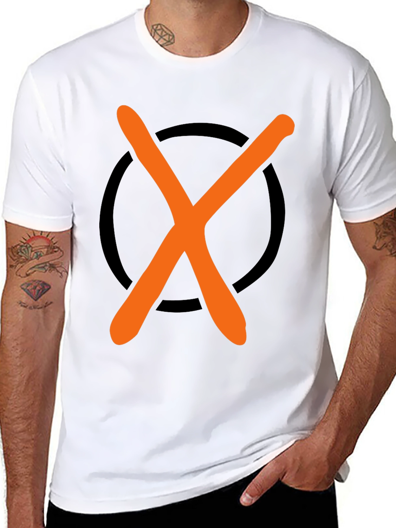 Graphic Tee - Orange X in Black Circle