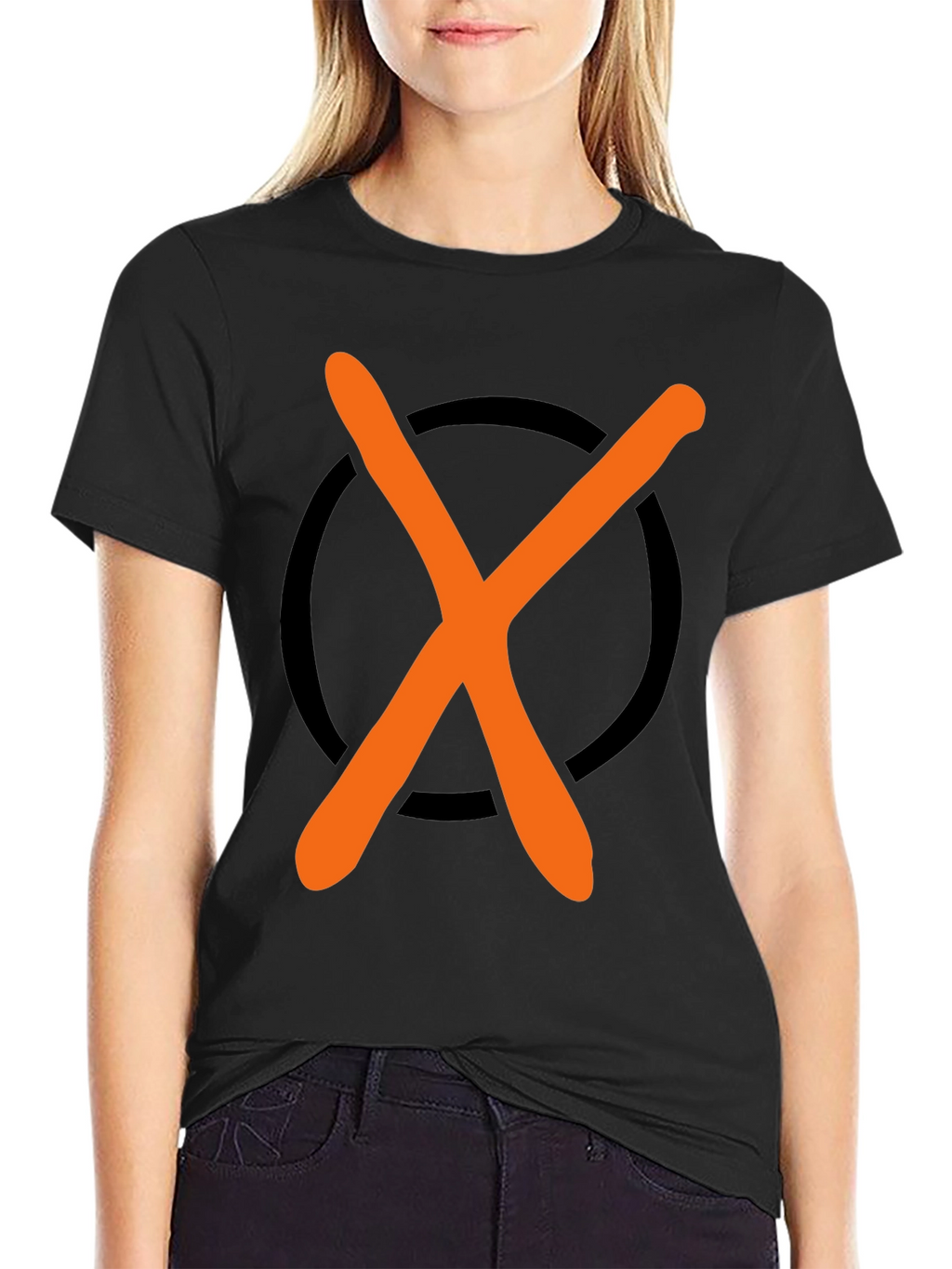 Graphic Tee - Orange X in Black Circle
