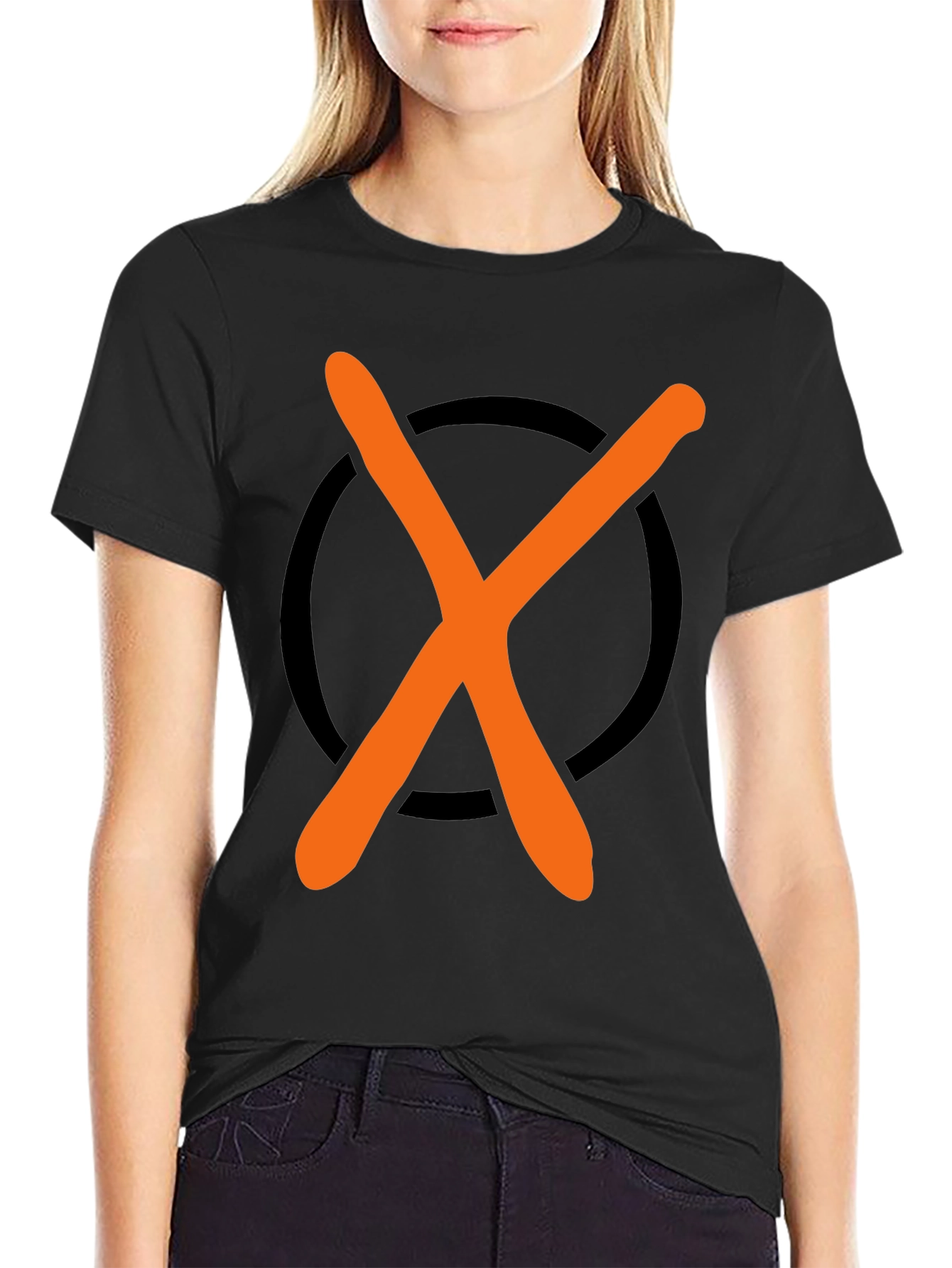 Graphic Tee - Orange X in Black Circle