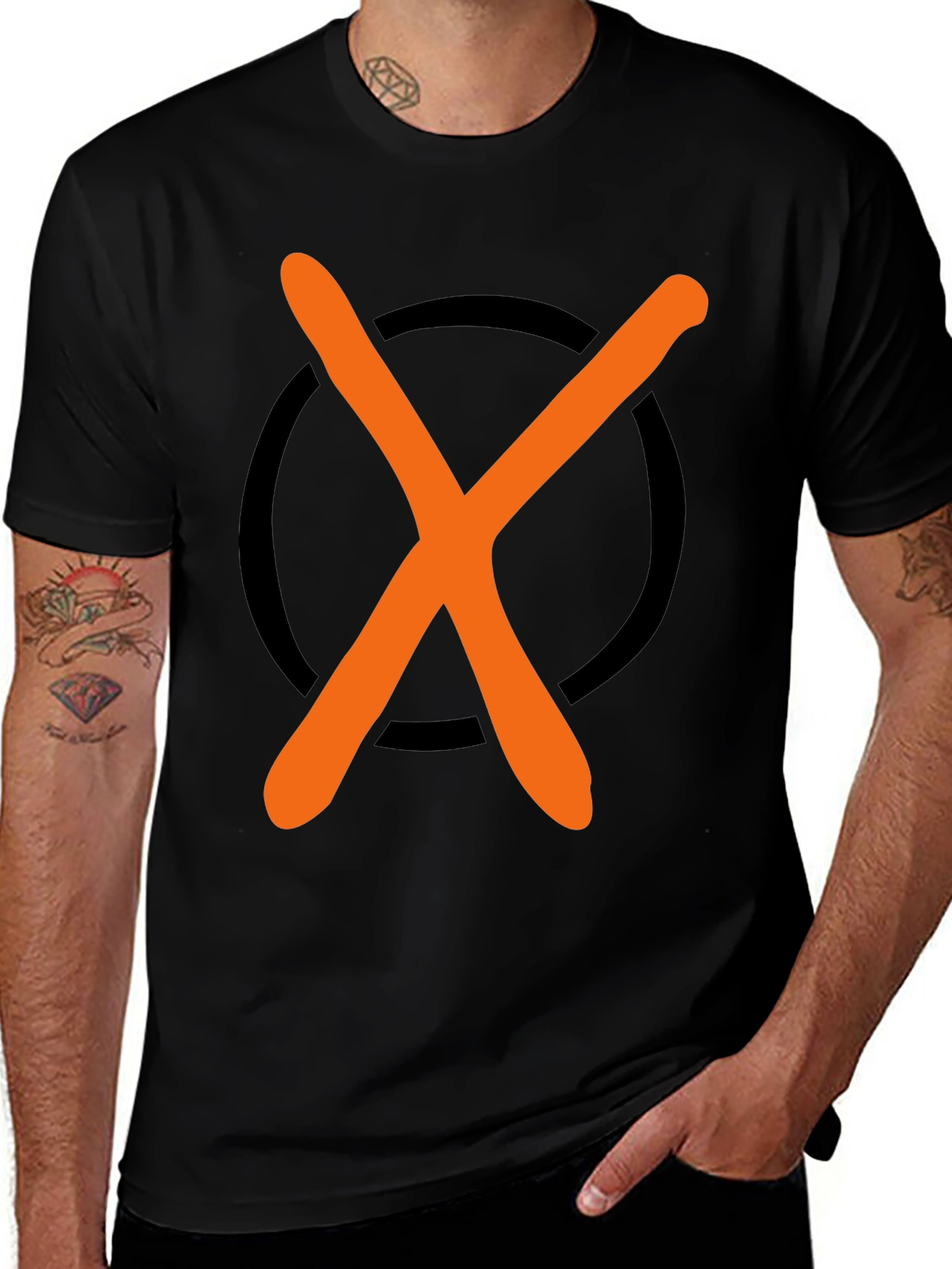 Graphic Tee - Orange X in Black Circle