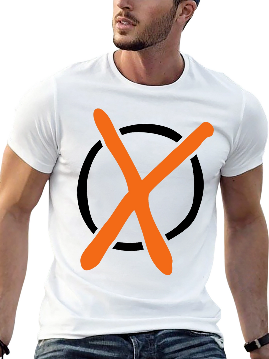 Graphic Tee - Orange X in Black Circle