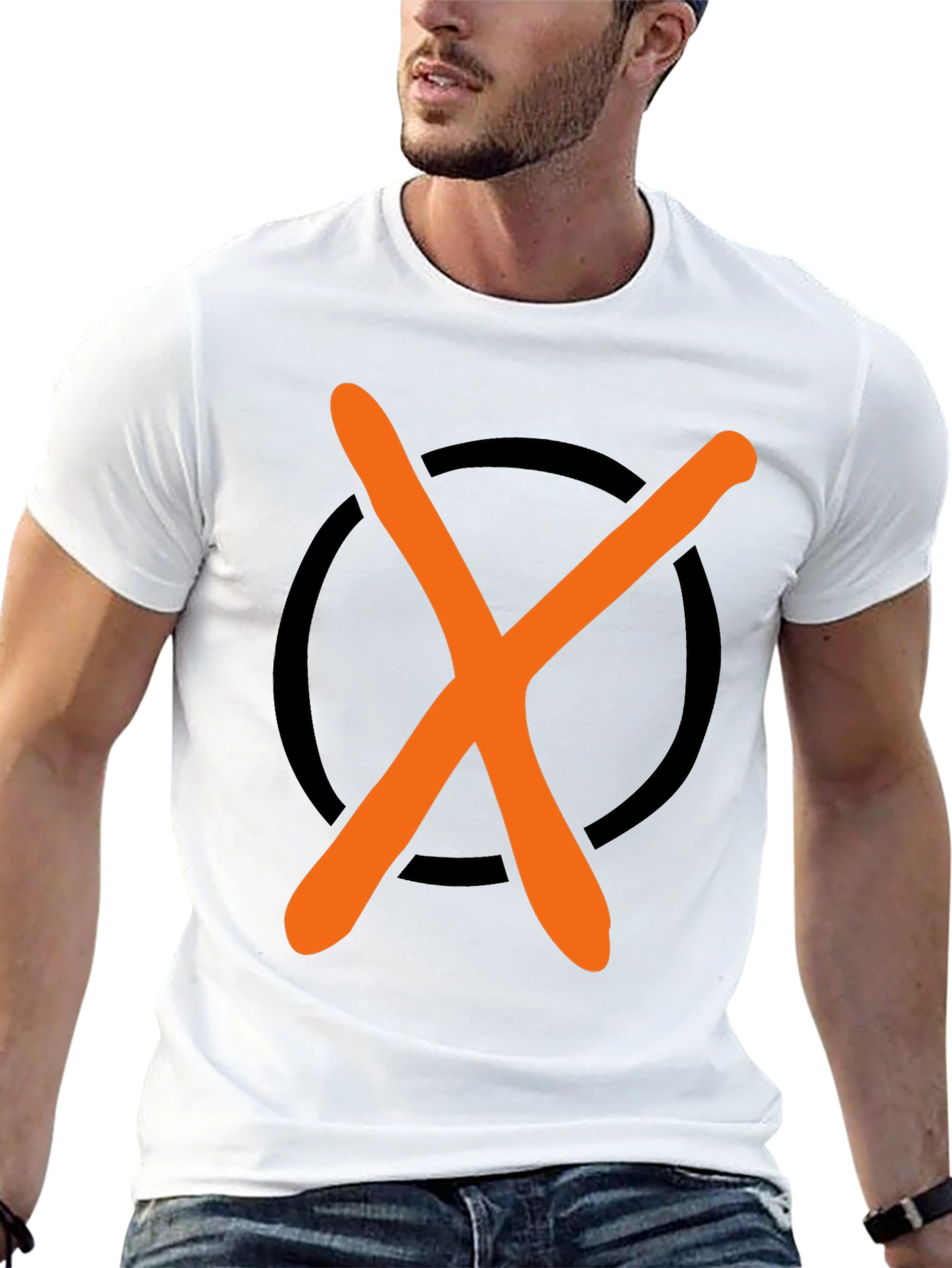 Graphic Tee - Orange X in Black Circle