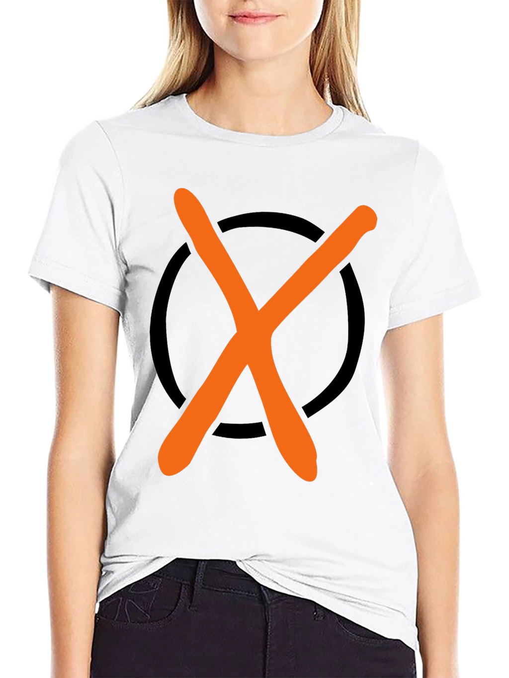 Graphic Tee - Orange X in Black Circle