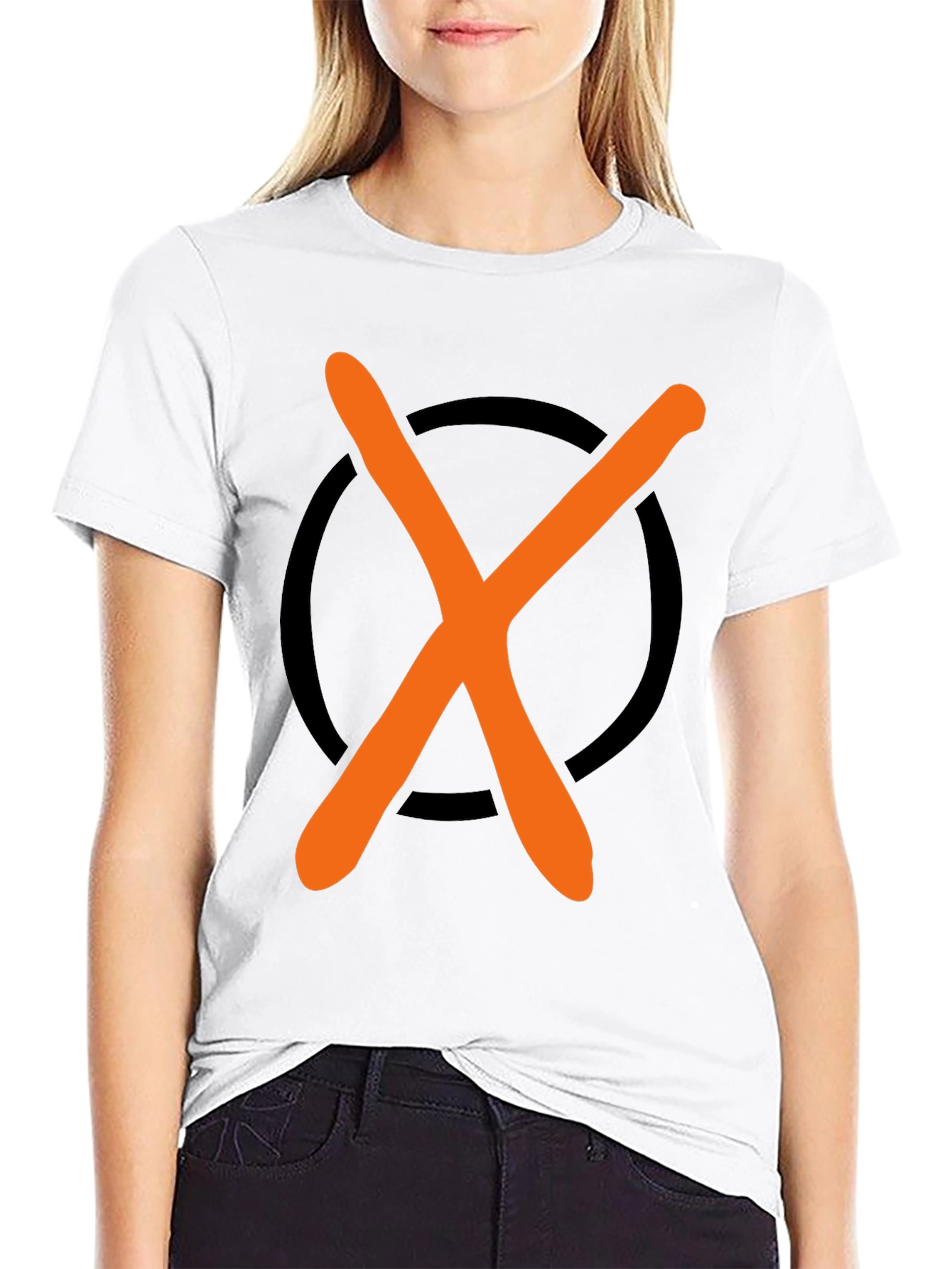 Graphic Tee - Orange X in Black Circle