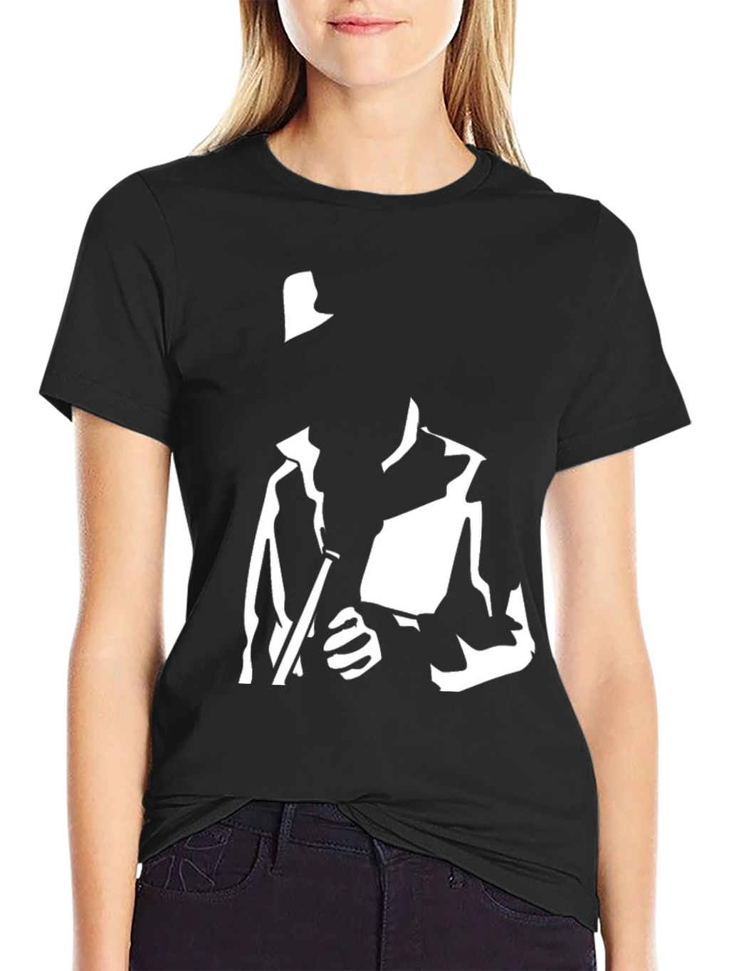 Black T-Shirt with Silhouette Graphic