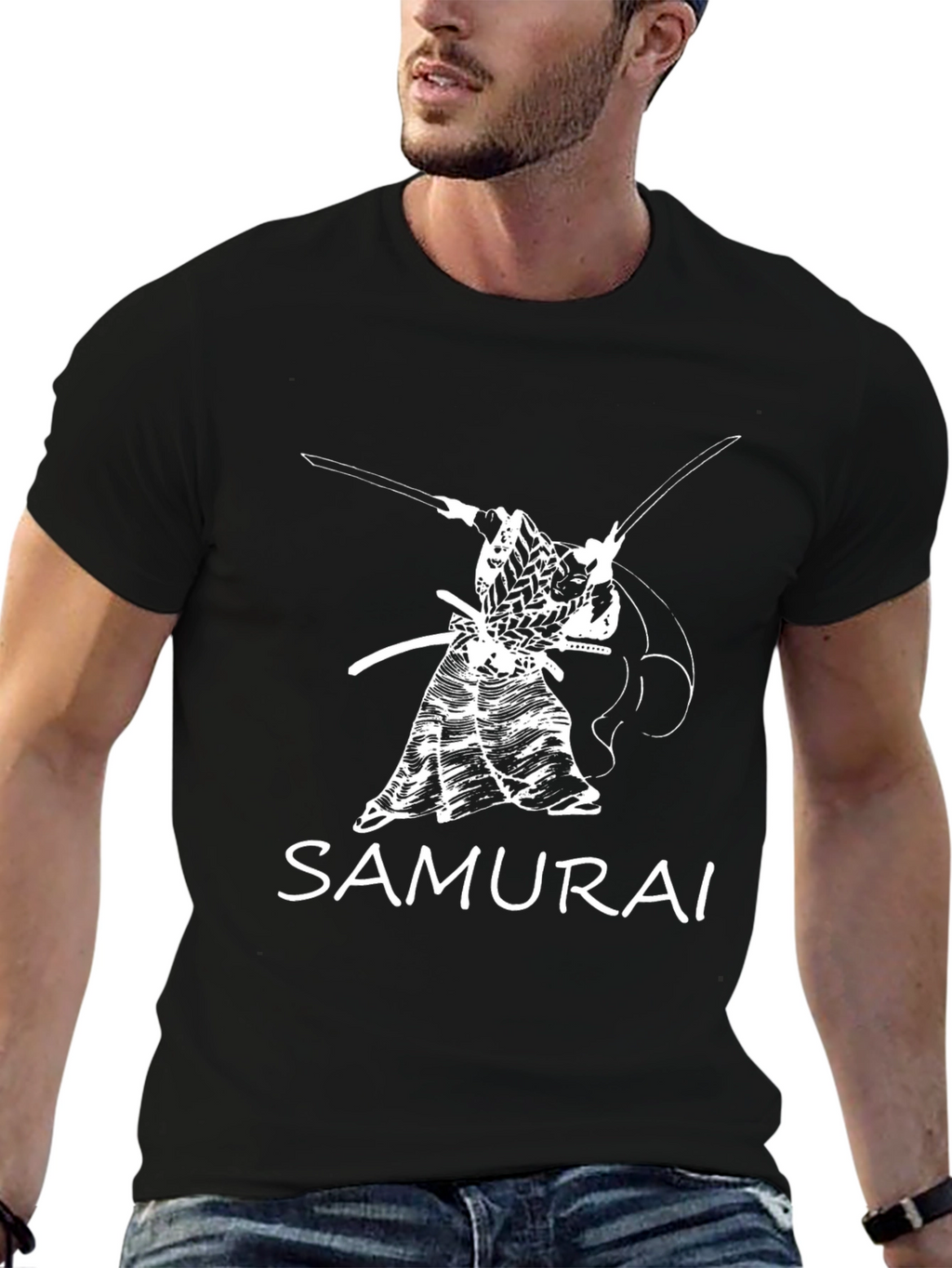Samurai Graphic Tee - Bold Black T-Shirt