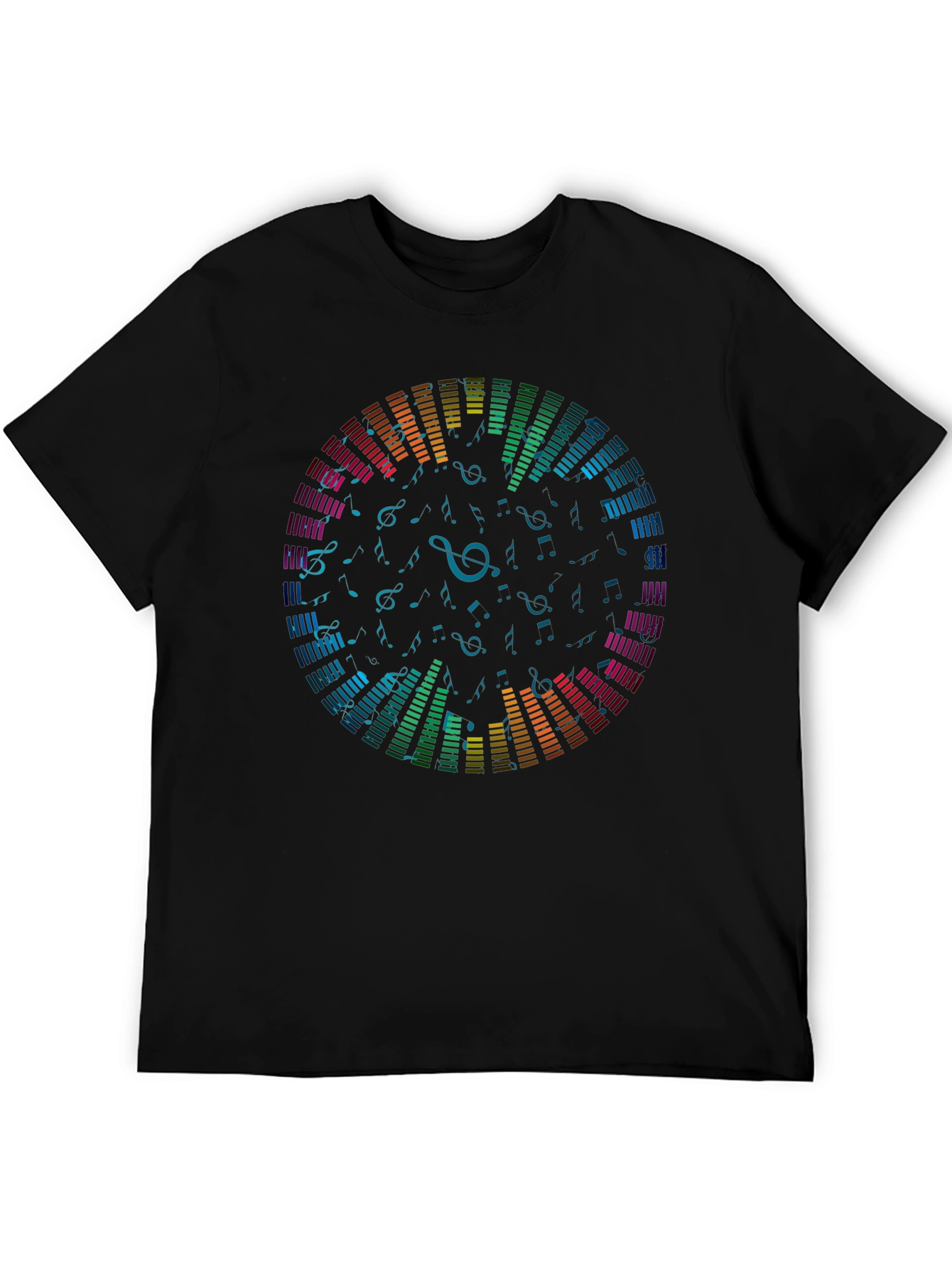 Colorful Music Equalizer Black T-Shirt