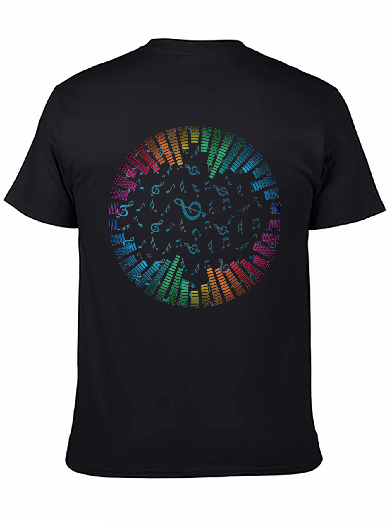 Colorful Music Equalizer Black T-Shirt