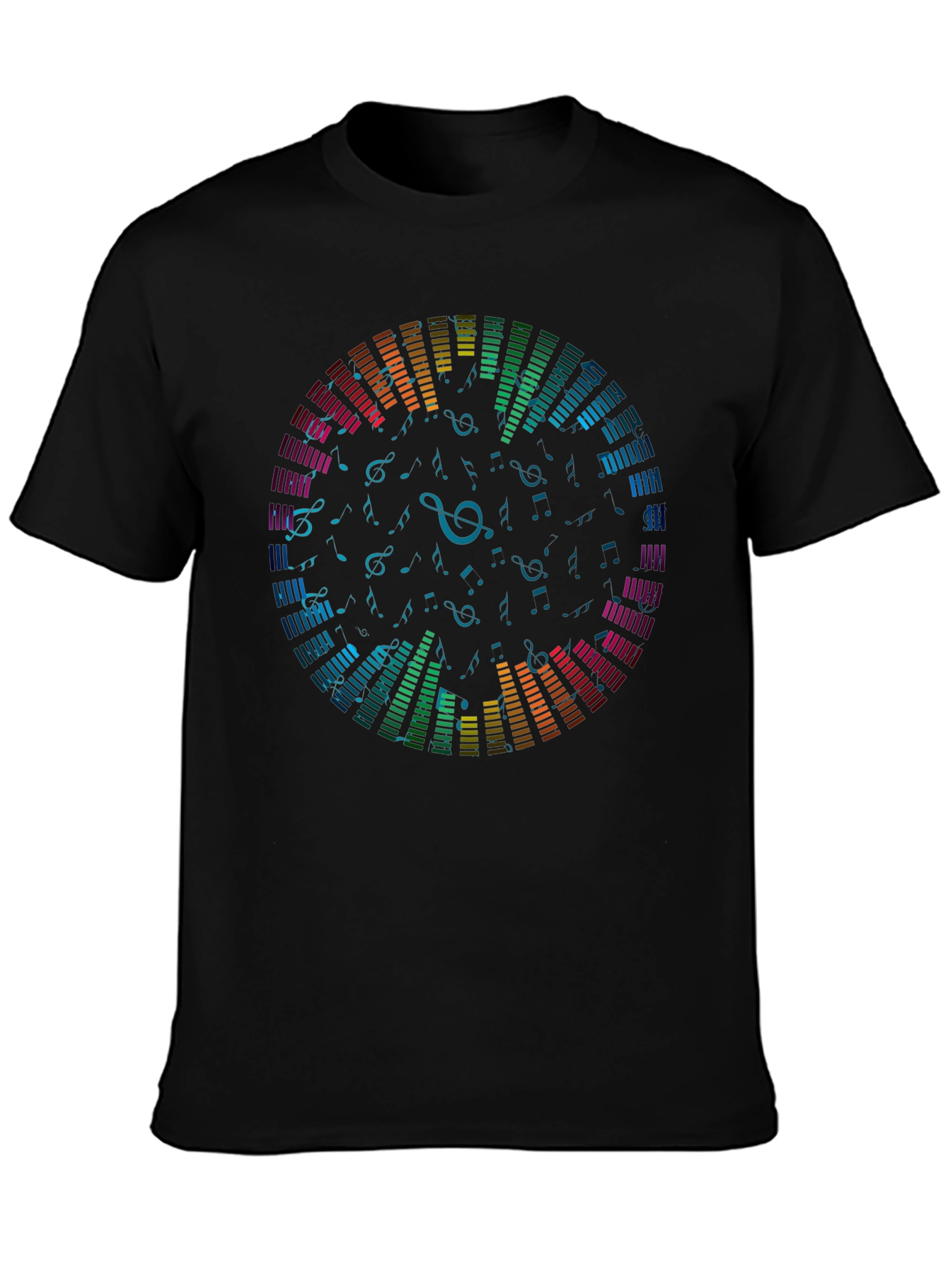 Colorful Music Equalizer Black T-Shirt