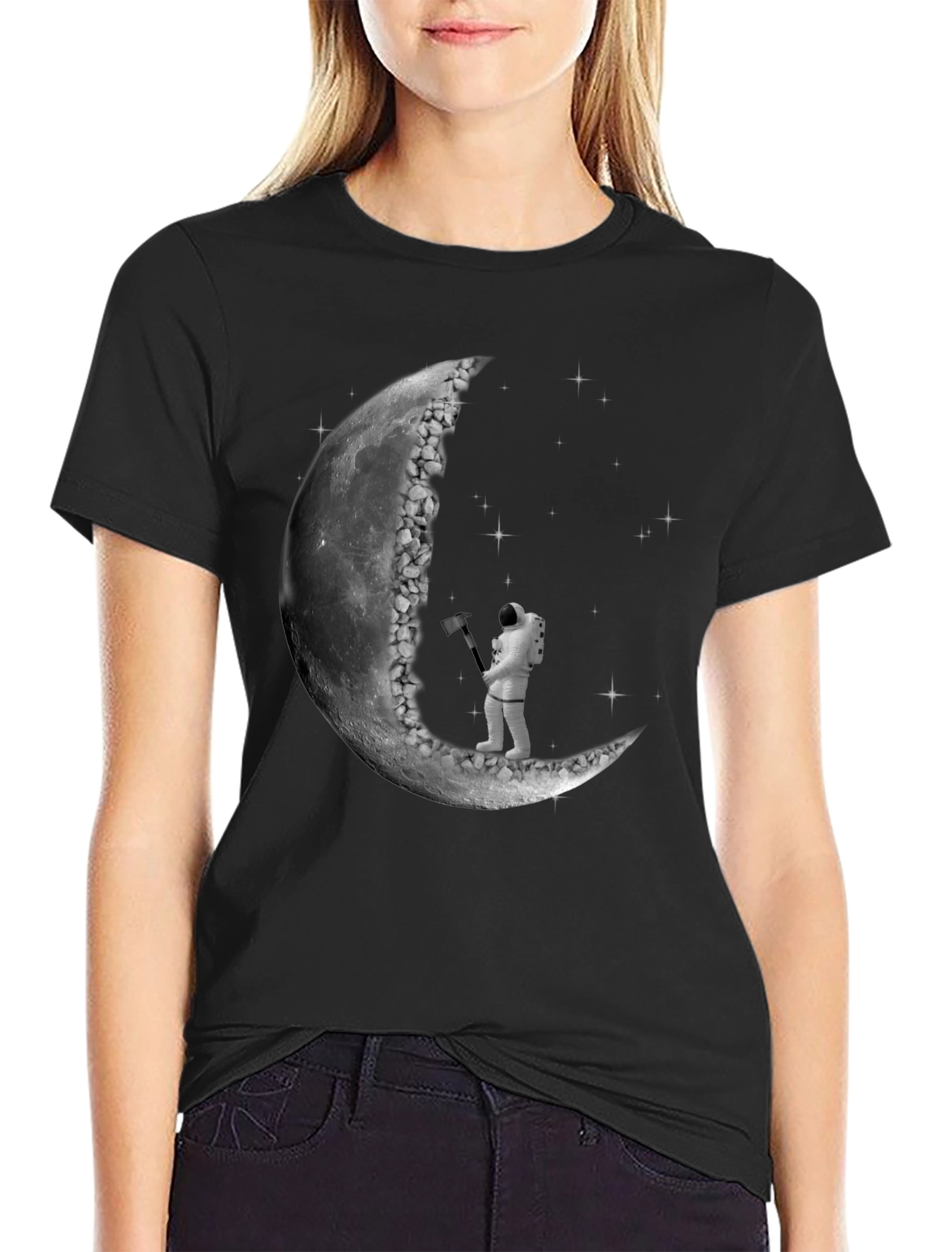 Astronaut Carving Moon T-Shirt