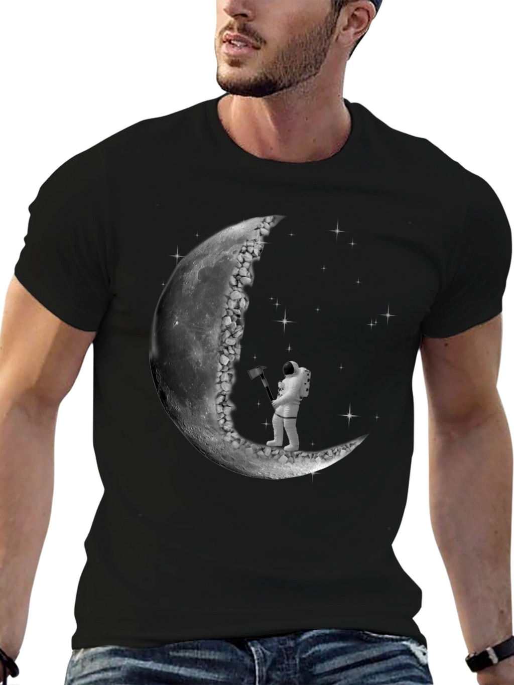 Astronaut Carving Moon T-Shirt