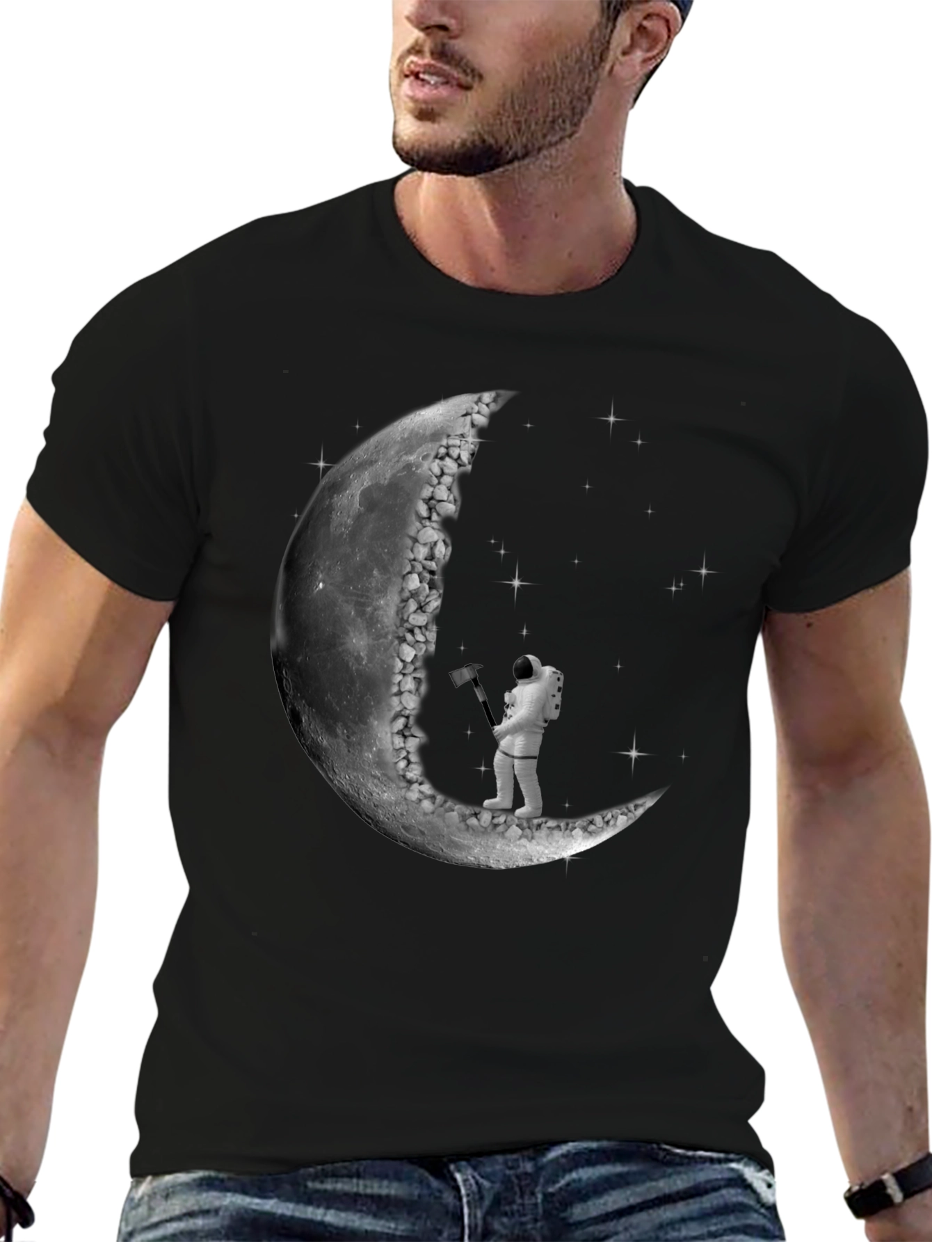 Astronaut Carving Moon T-Shirt