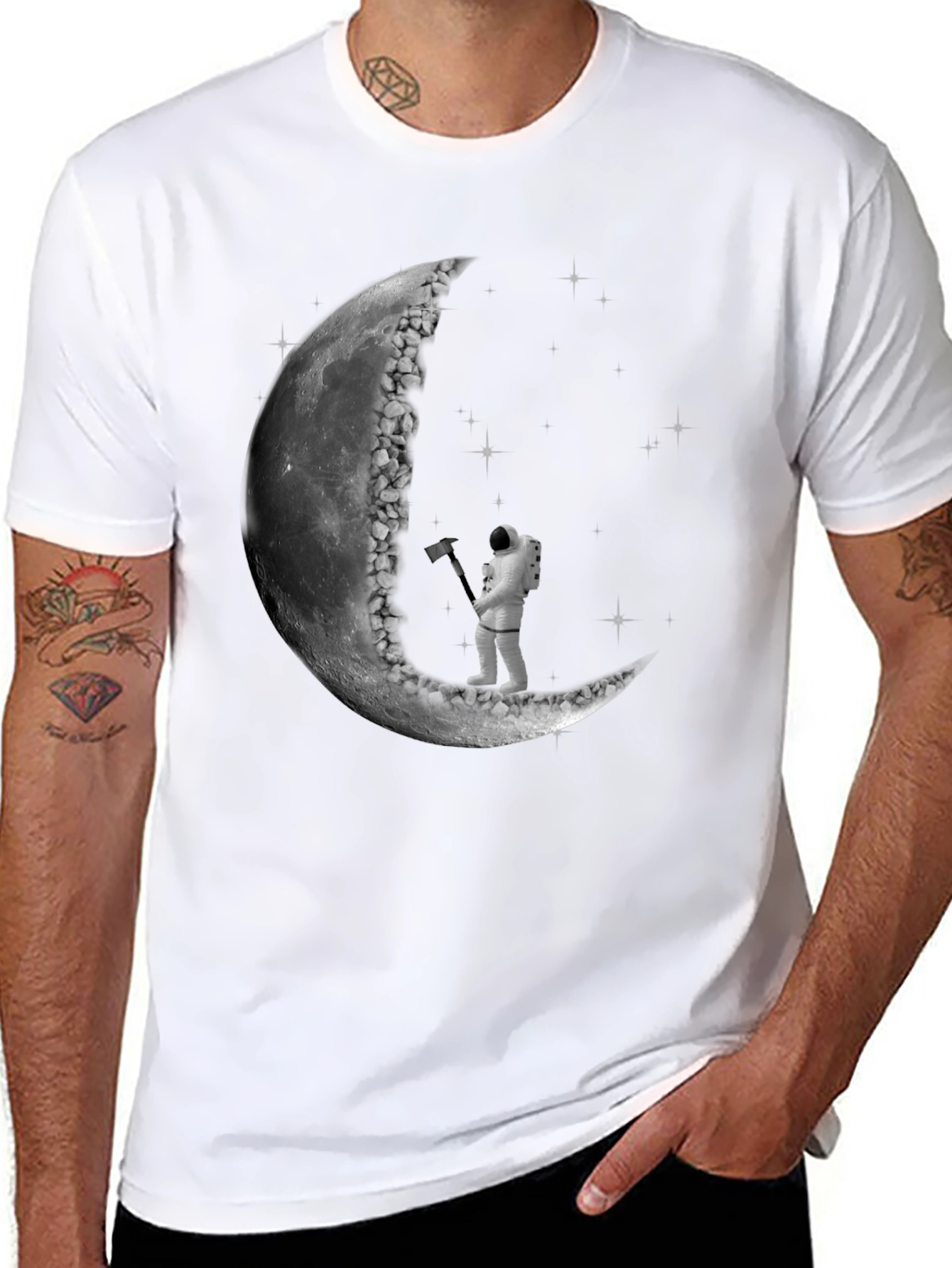 Astronaut Carving Moon T-Shirt