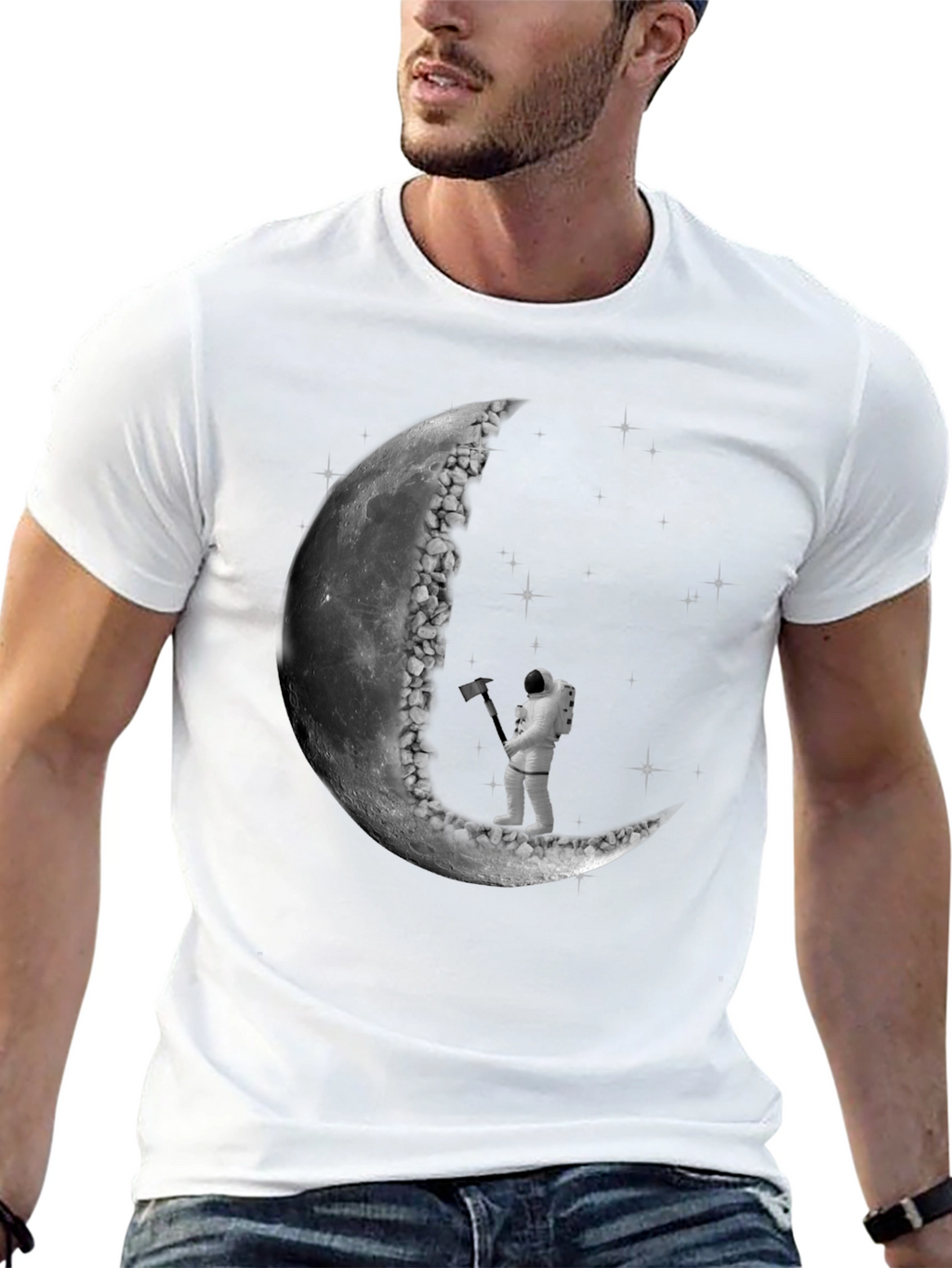 Astronaut Carving Moon T-Shirt