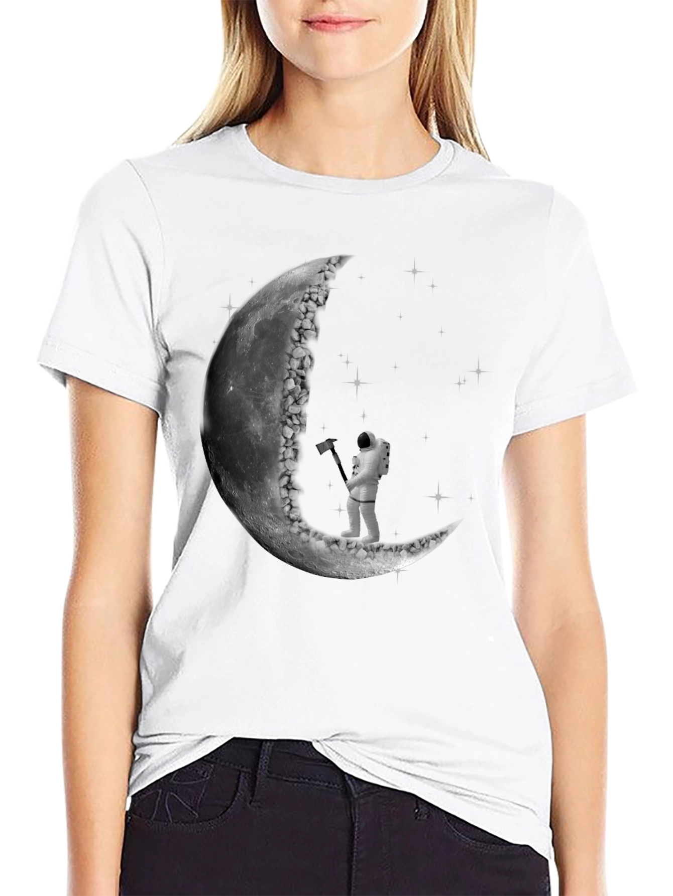 Astronaut Carving Moon T-Shirt