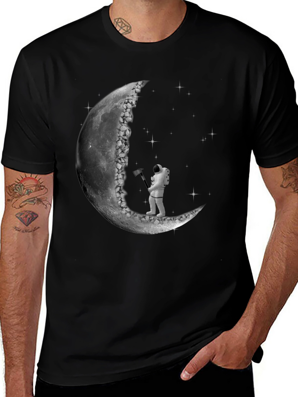 Astronaut Carving Moon T-Shirt