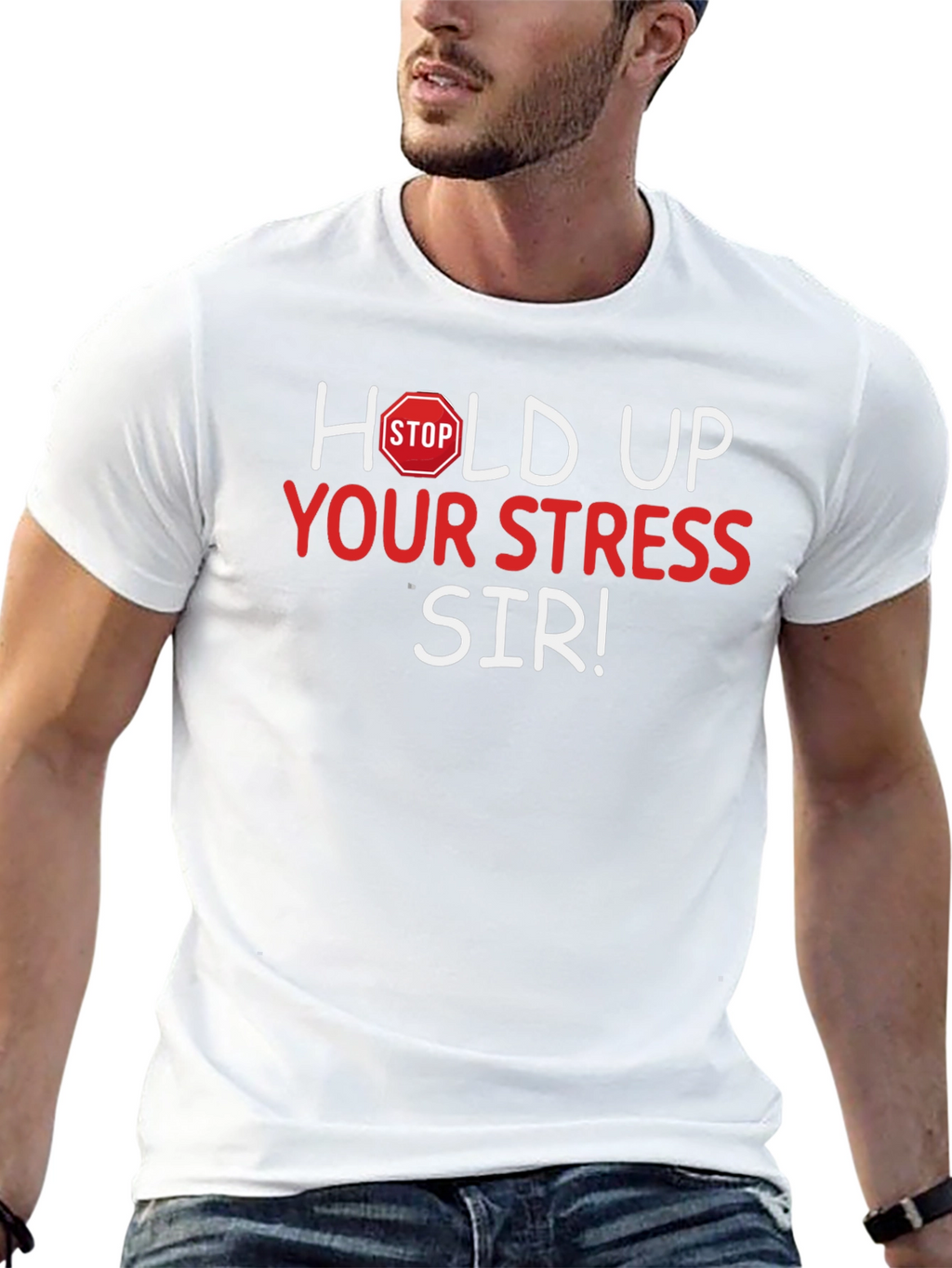 Hold Up Your Stress Sir! Novelty T-Shirt