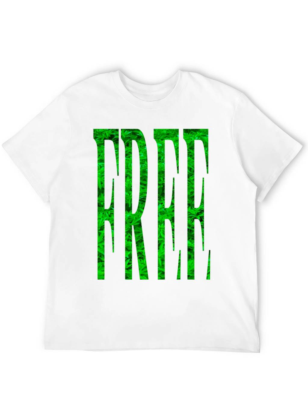 Marijuana Pattern FREE Printed Black T-Shirt
